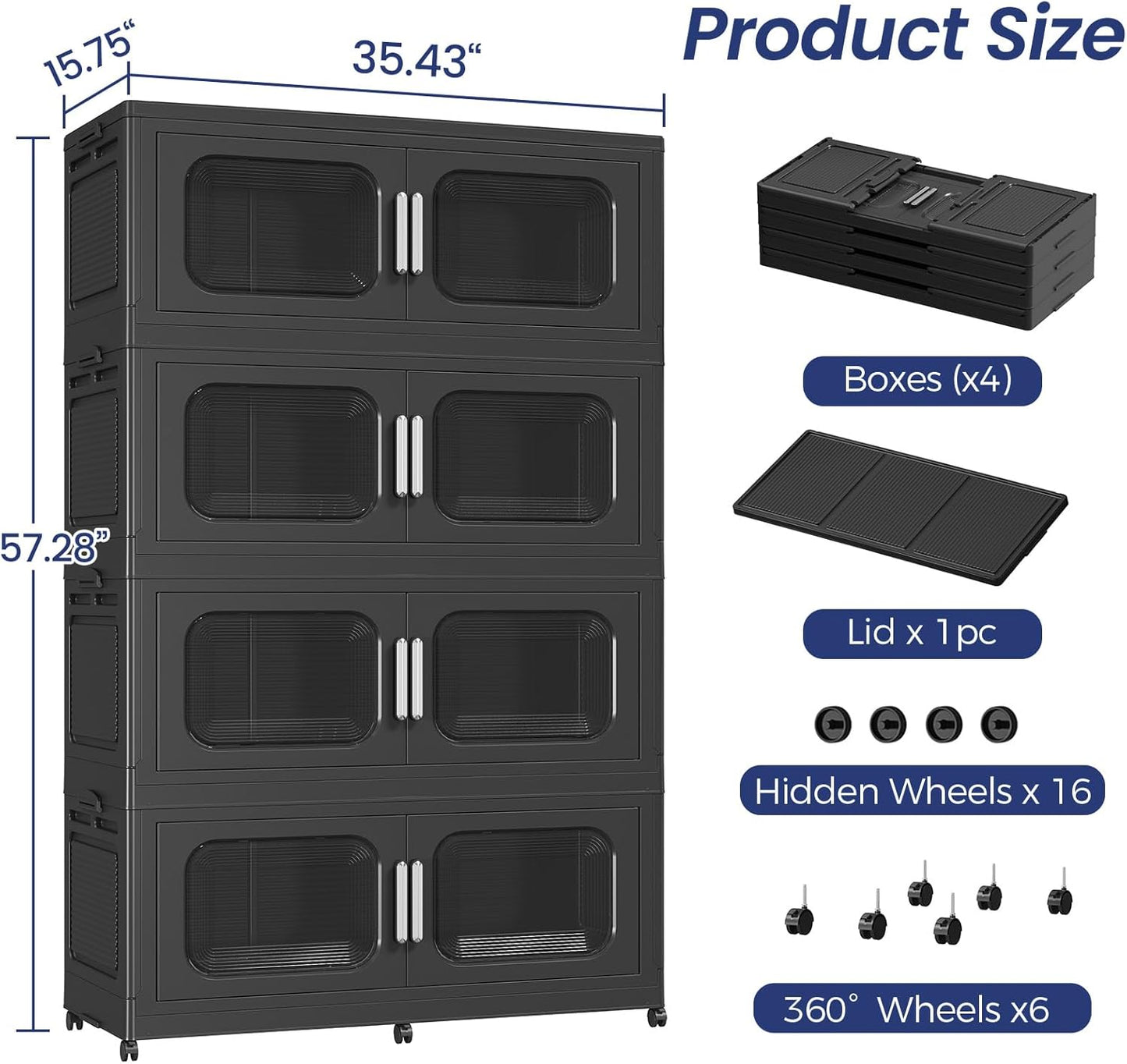 200GAL Extra Large Storage Bins with Lids and Wheels 4 Pack