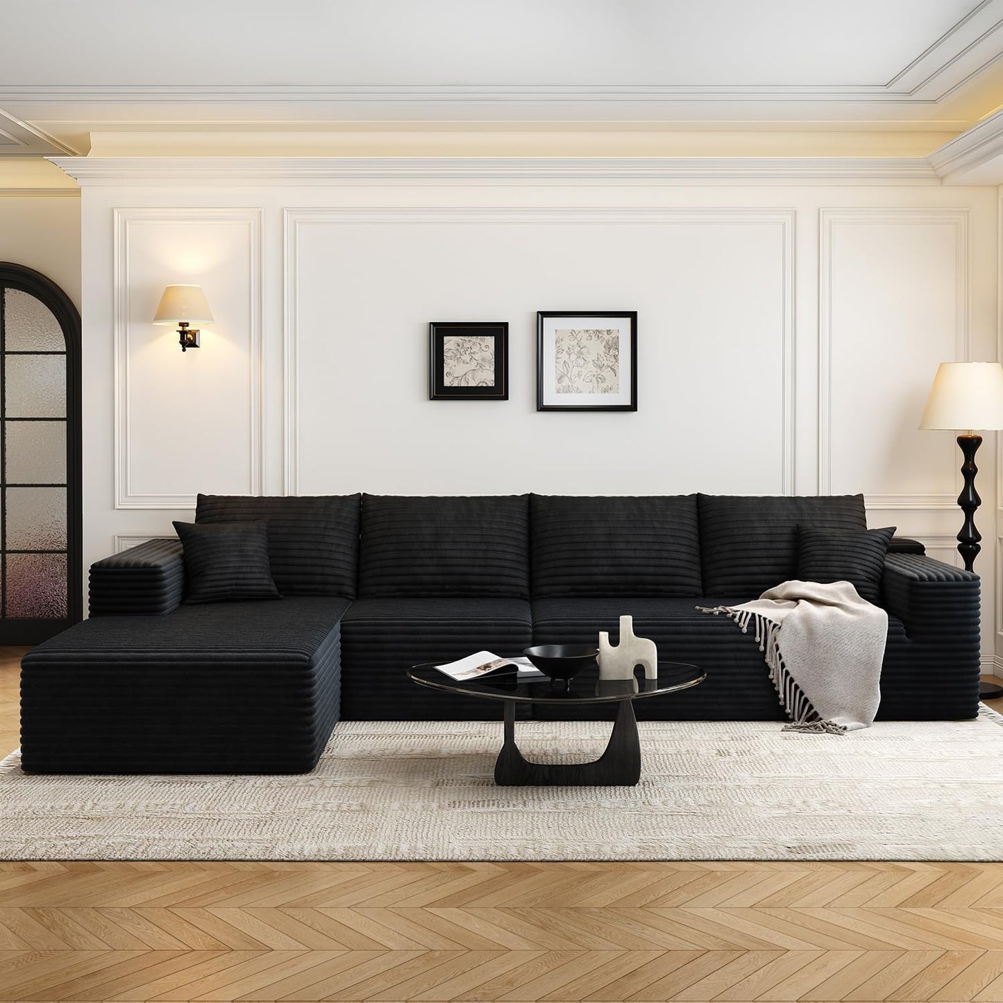 107.5" Cloud Modular Sectional Sofa with 1 Ottoman