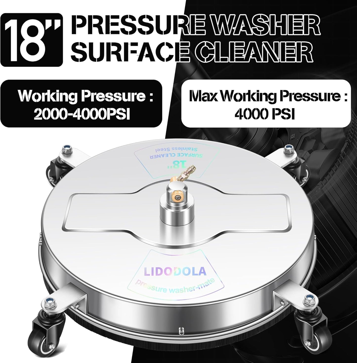 14" Pressure Washer Surface Cleaner with 4 Wheels