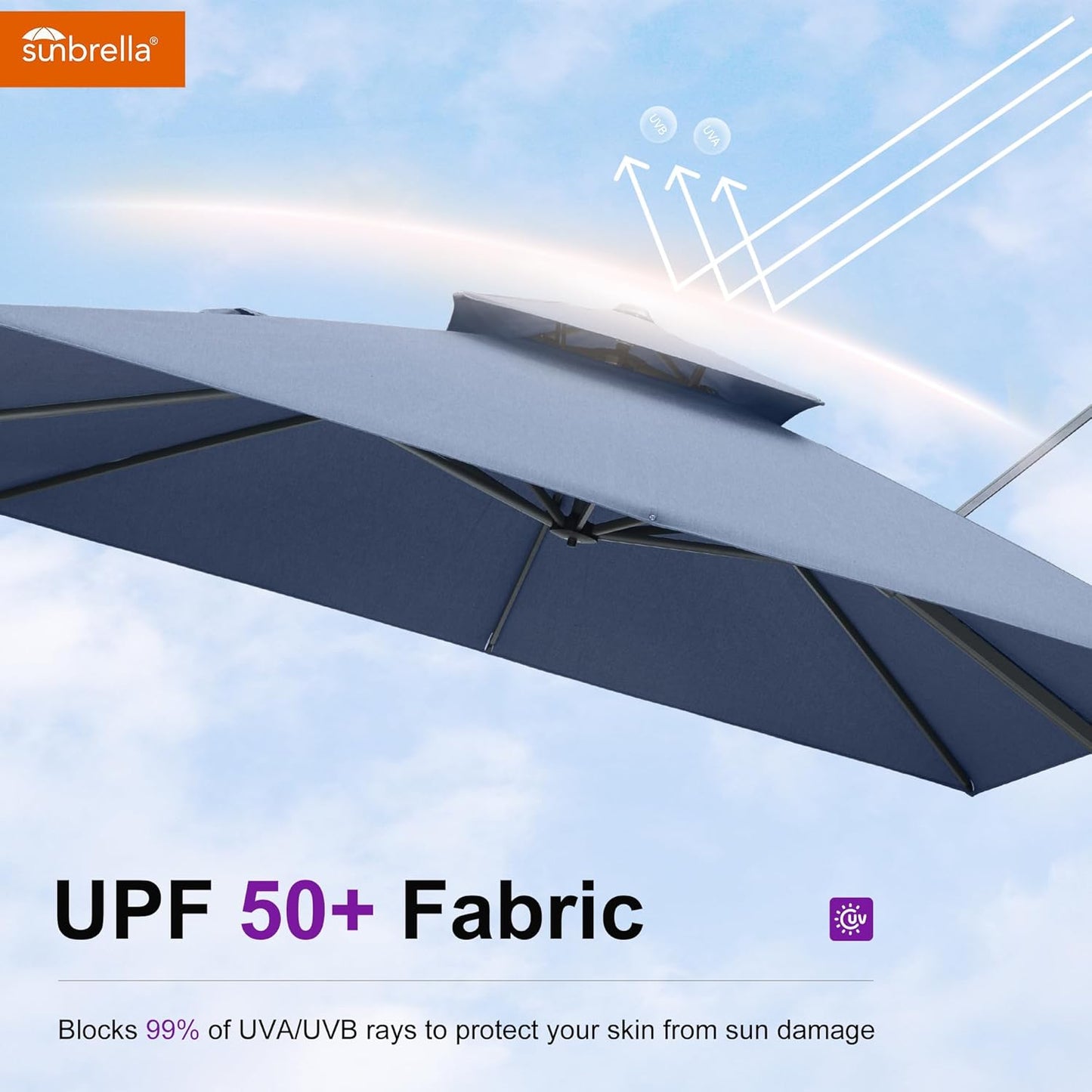 12ft Patio Umbrella with Base Large Outdoor Square Umbrella