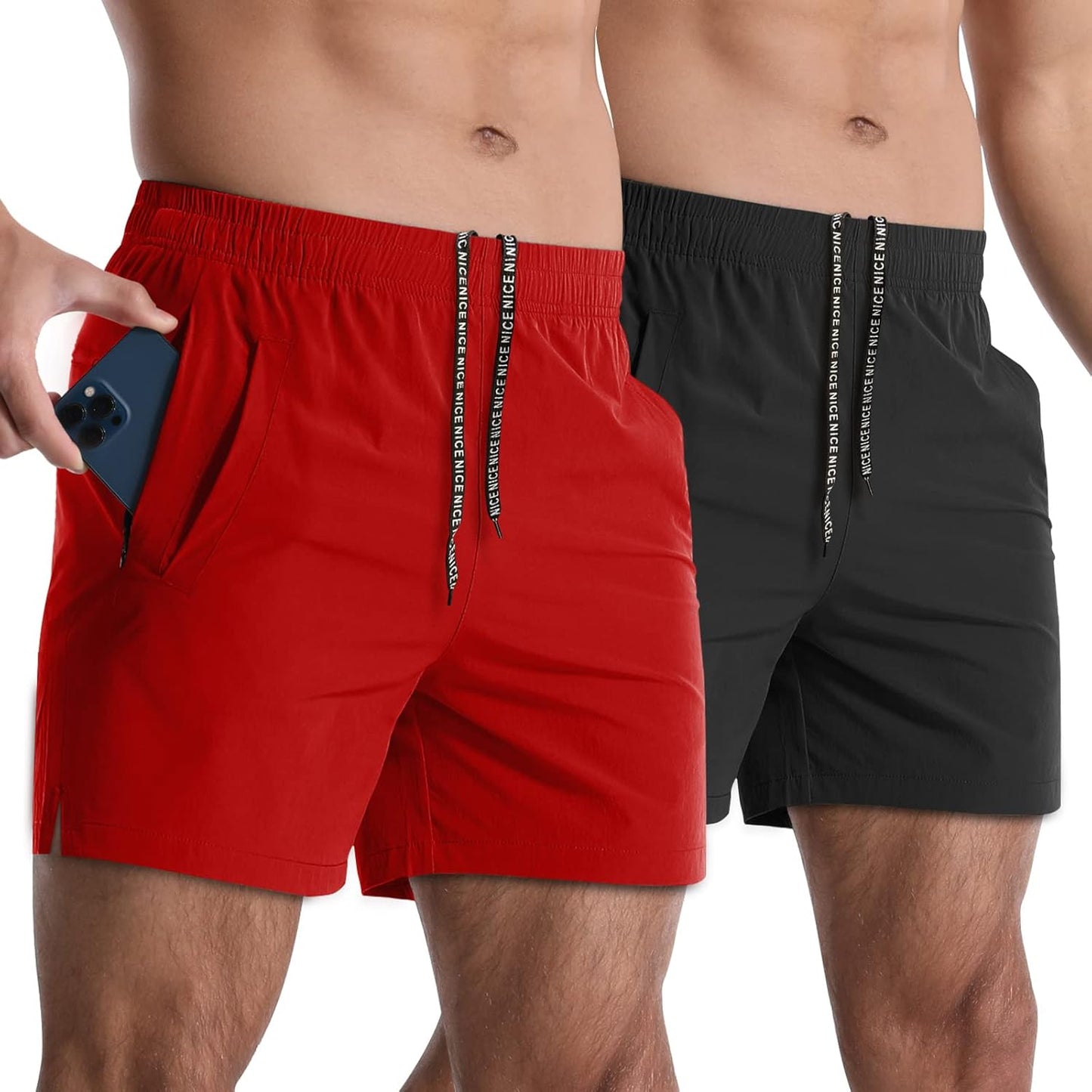 2 Pack Mens Athletic Shorts 5 Inch Quick Dry Gym Workout Shorts Men Lightweight Sports Running Shorts with Pockets