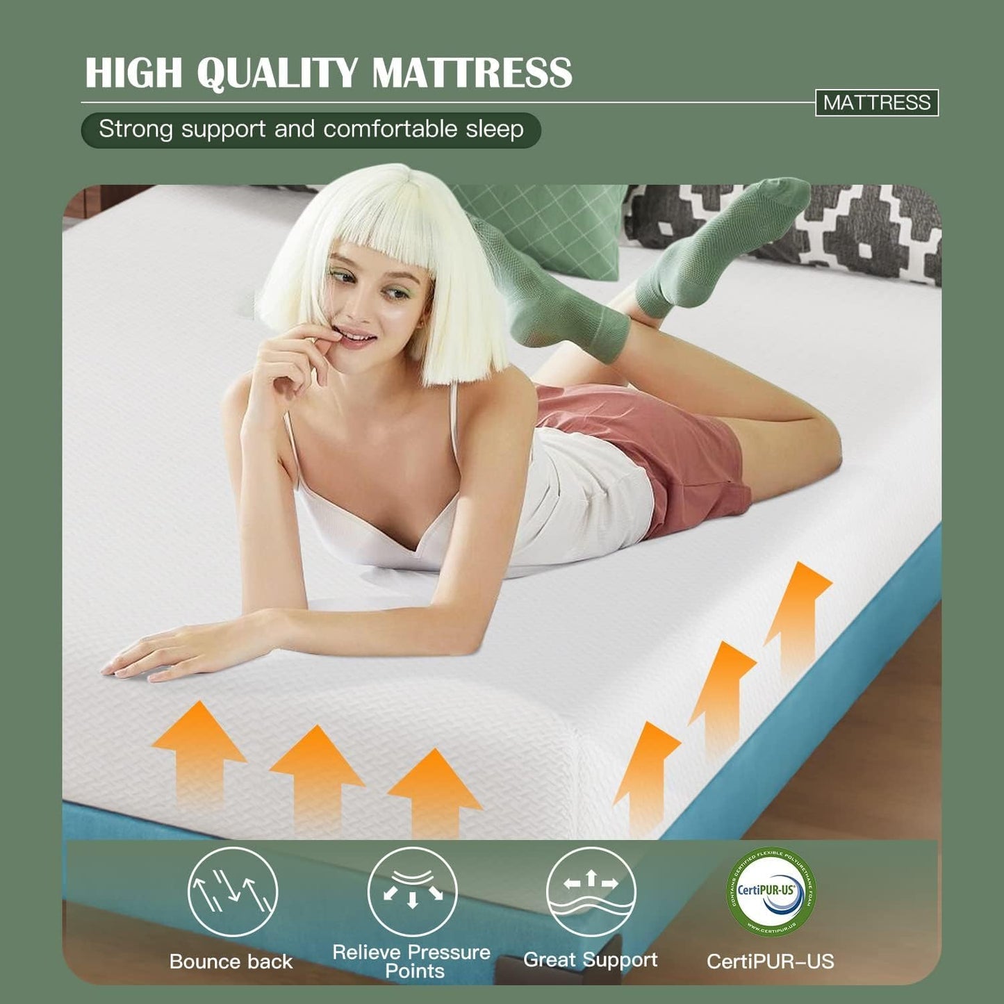 Twin 6 Inch Gel Memory Foam Mattress in a Box Medium Firm
