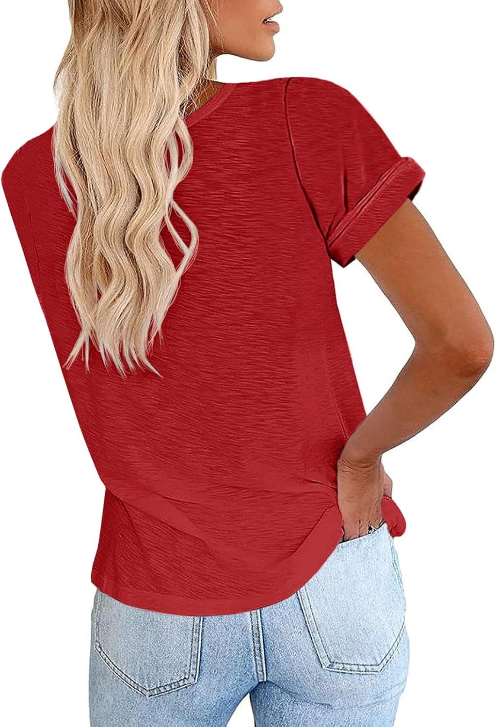Women's Short Sleeve Shirts Crewneck Loose Casual Summer Basic Tees Tops