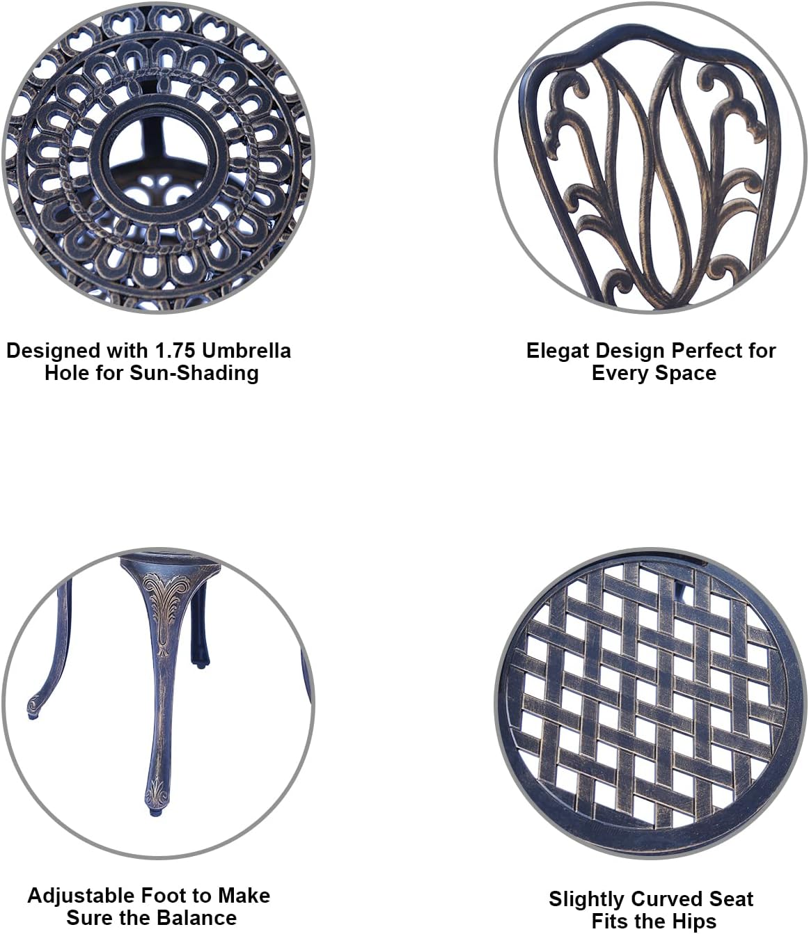 C/G 3 Piece Bistro Set Outdoor Patio Table