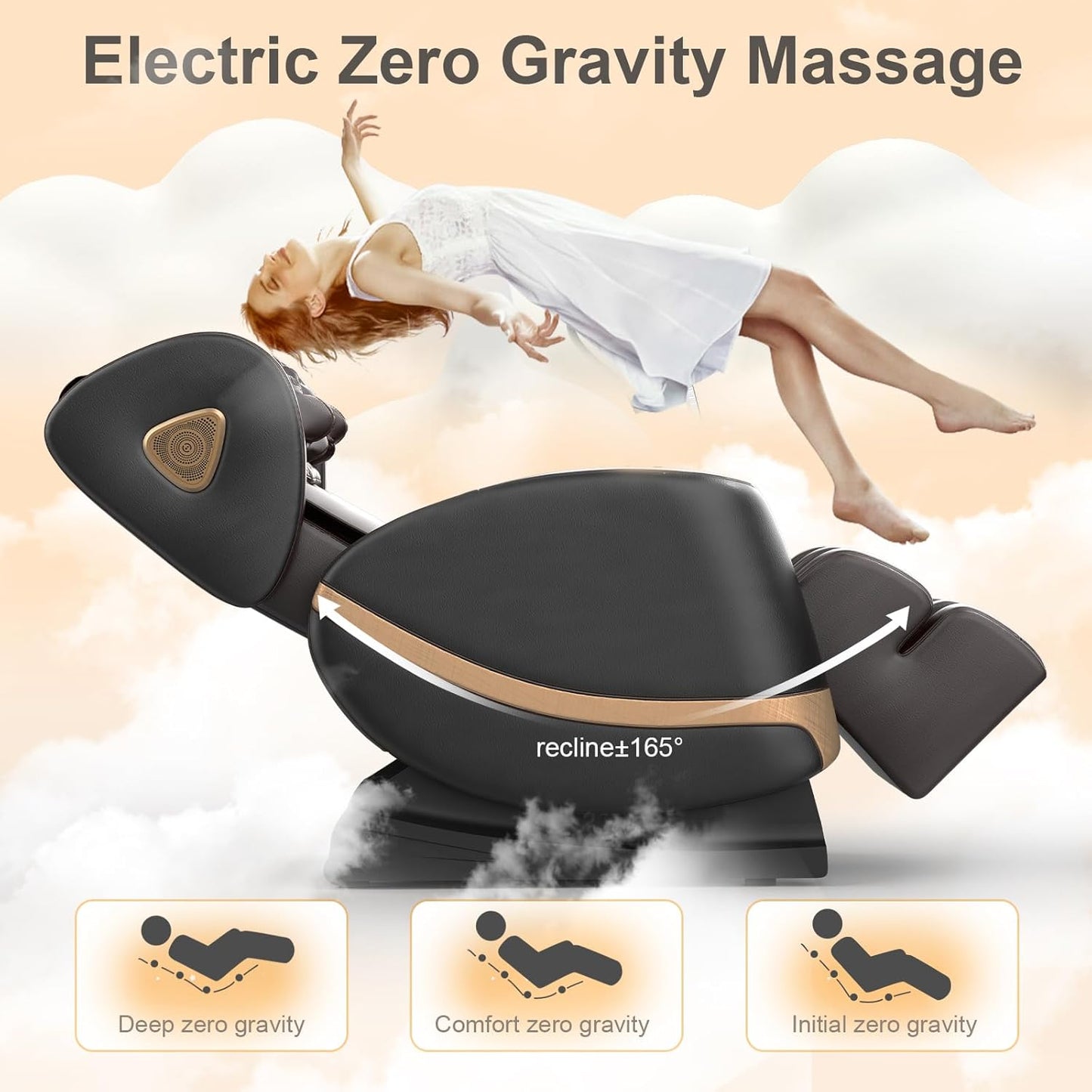 Zero Gravity Massage Chair with 10 Fix Rollers Heating Foot Massage