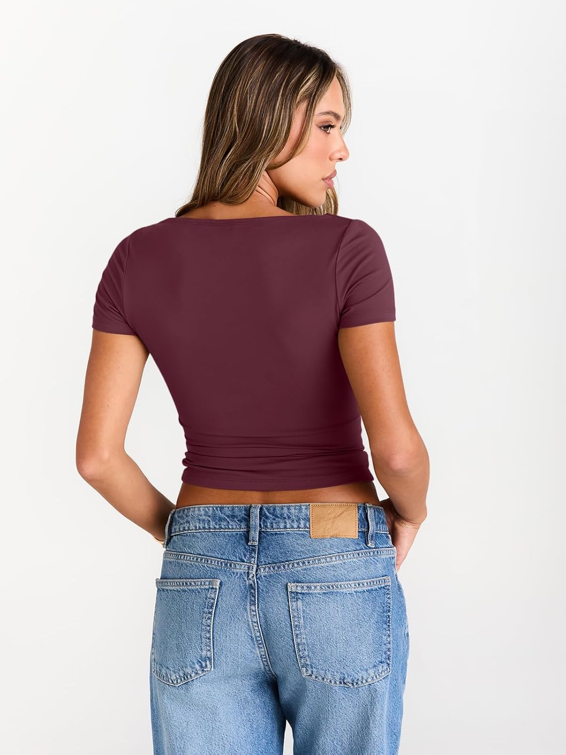 Womens Boat Neck Tops Short Sleeve T-Shirts Slim Fitted Compression