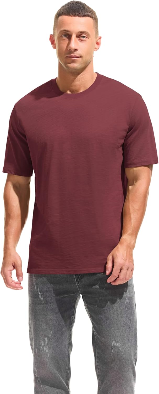 Cotton Loose Fit Thick T-Shirt Heavy Weight Crewneck Tees for Men