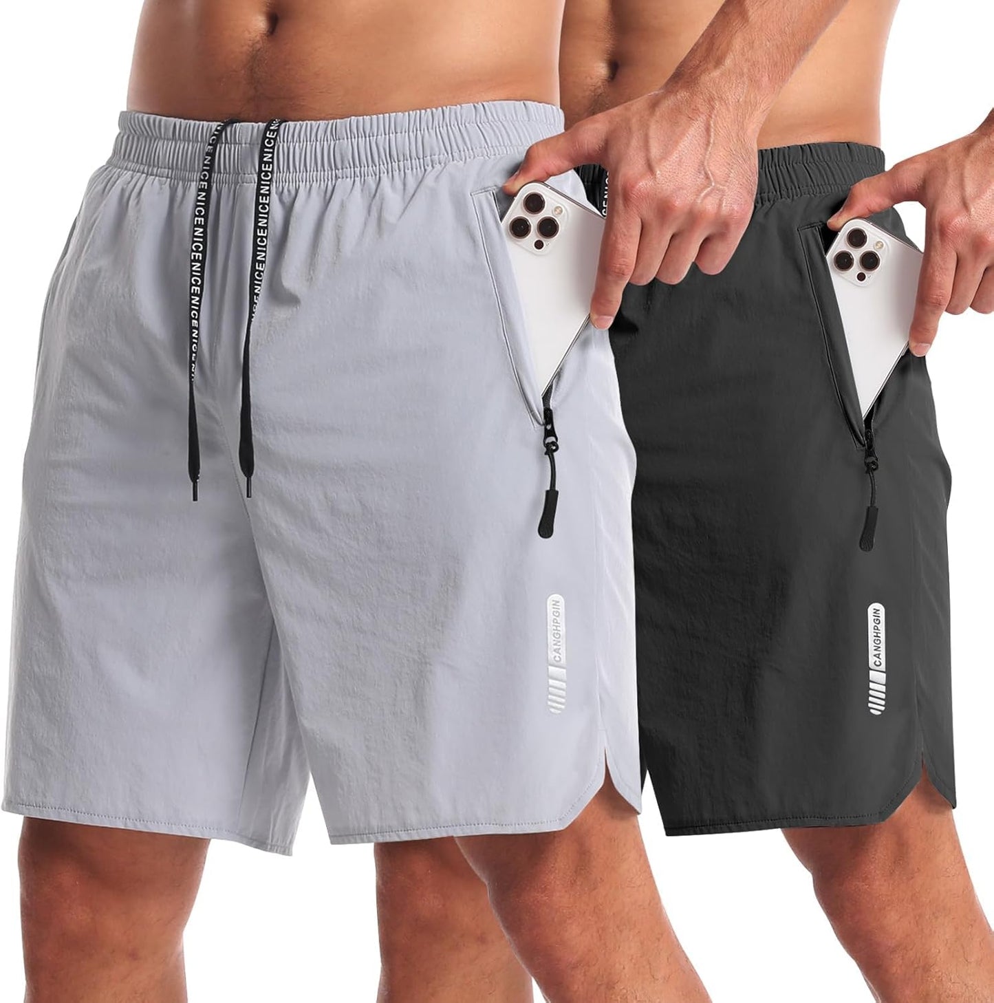 2 Pack Mens Workout Athletic Shorts 7 inch Inseam Quick Dry Hiking Shorts Men Lightweight Sports Gym Shorts Running
