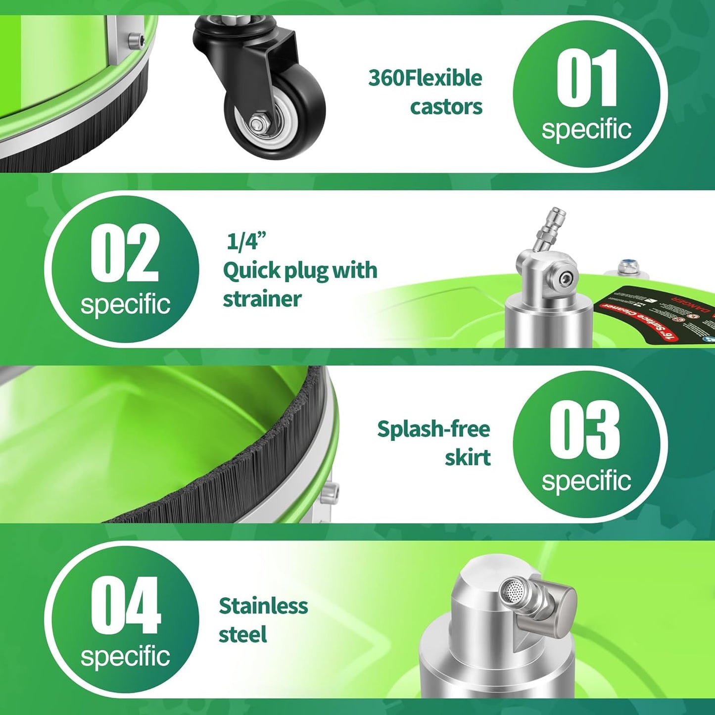 14" Pressure Washer Surface Cleaner with 4 Wheels