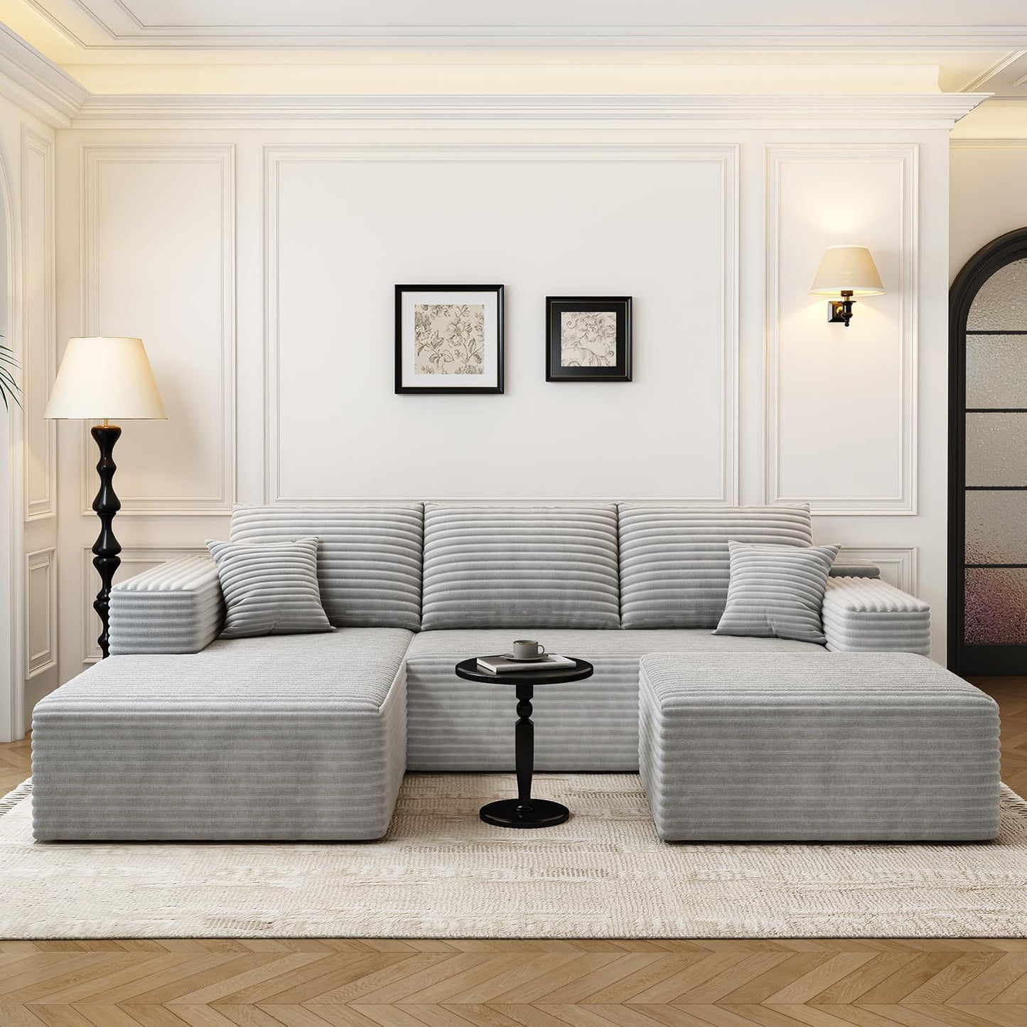 107.5" Cloud Modular Sectional Sofa with 1 Ottoman