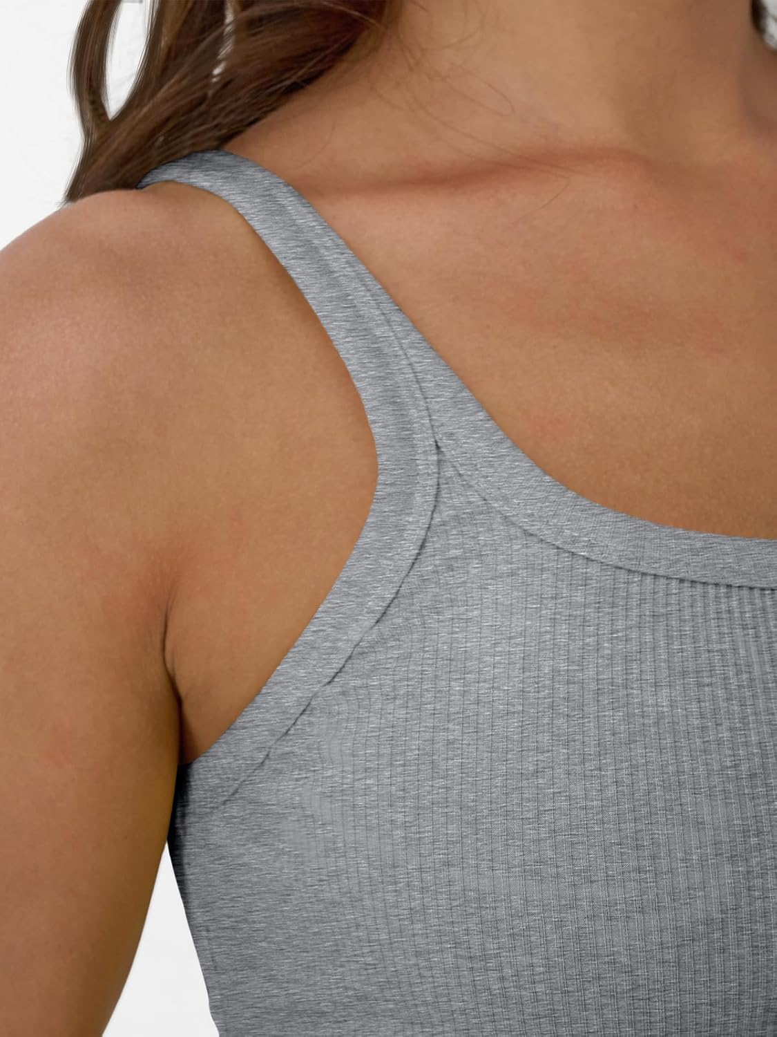 Womens Summer Ribbed Tank Tops Racerback Spaghetti Strap Workout Camisole Top