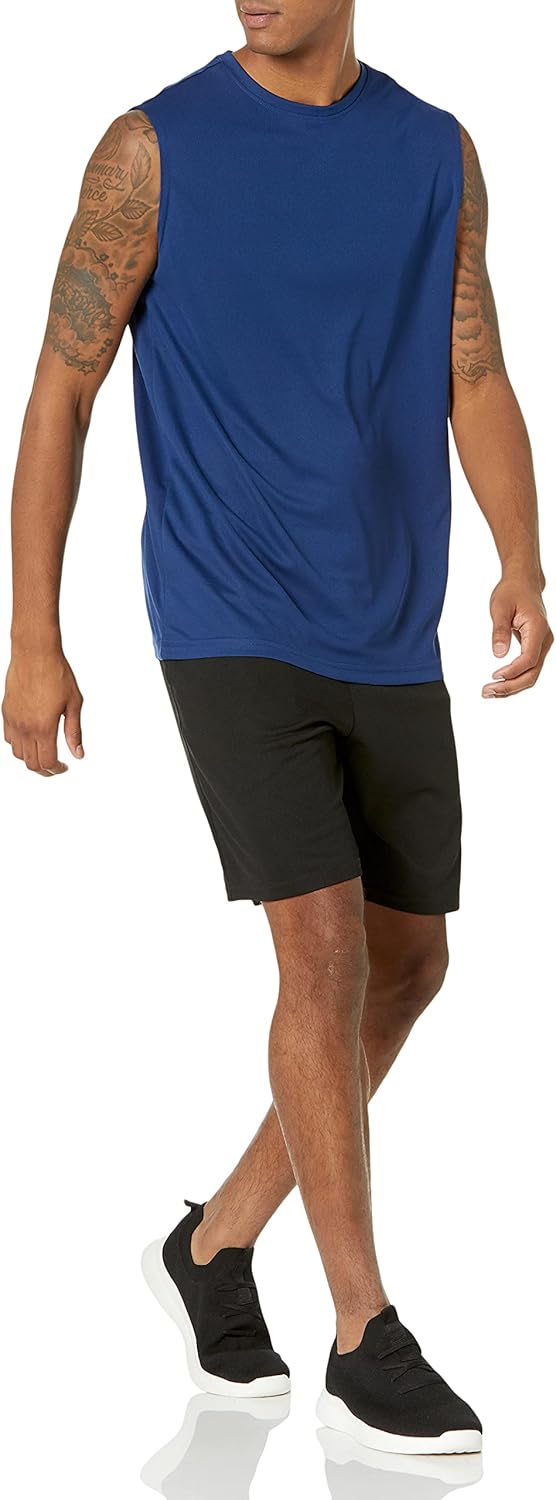 Essentials Men's Active Performance Tech Muscle Tank Pack of 2