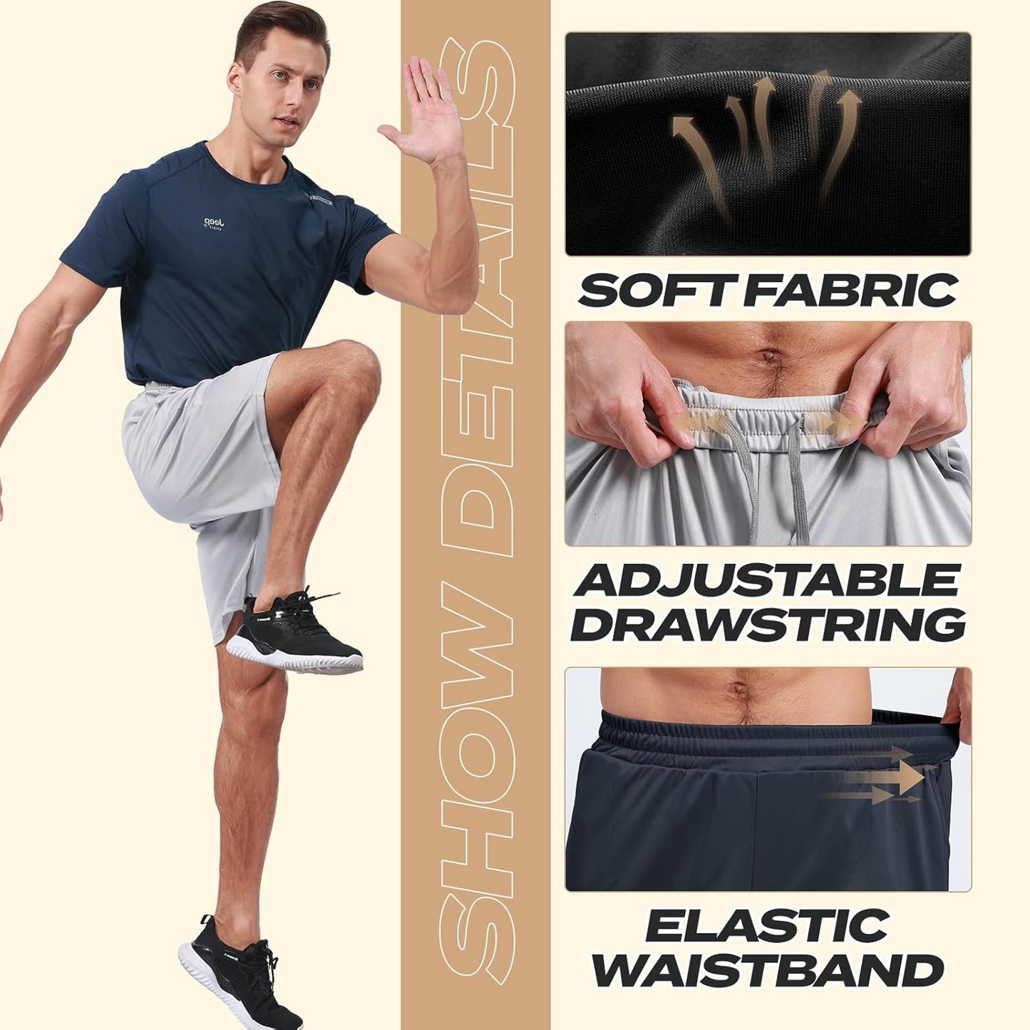 Workout Black Quick Dry Basketball Shorts with Pockets for Running Casual Activewear