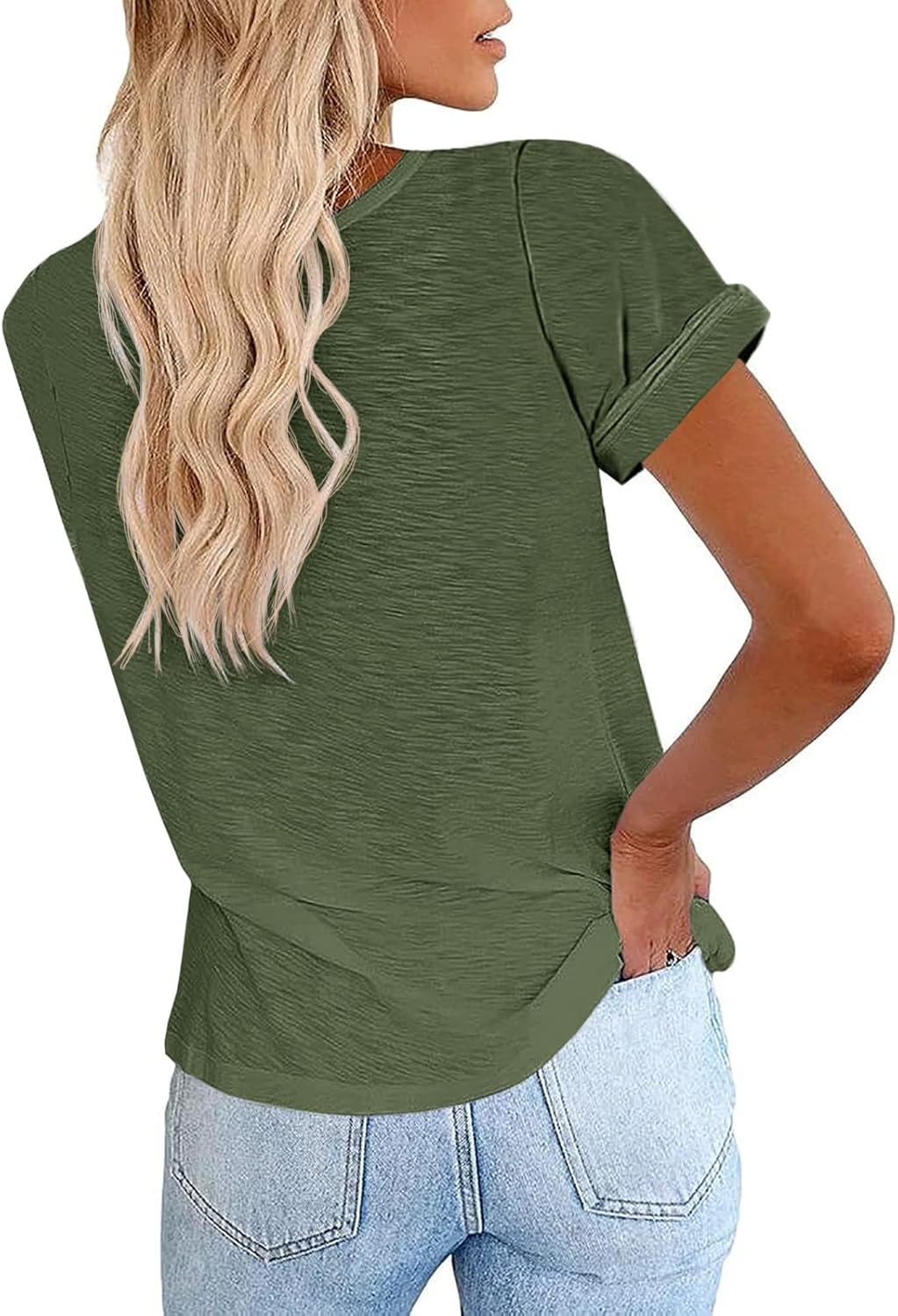Women's Short Sleeve Shirts Crewneck Loose Casual Summer Basic Tees Tops
