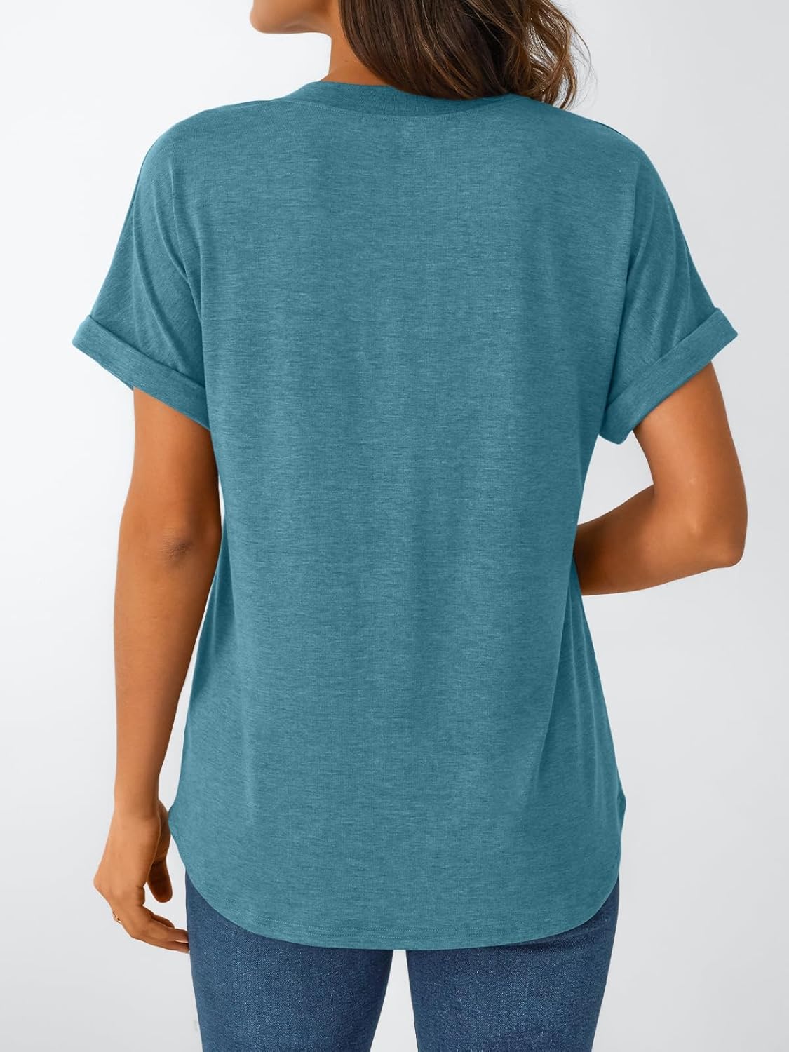 Women's Short Sleeve Shirts Henley Dressy Casual Summer Tops