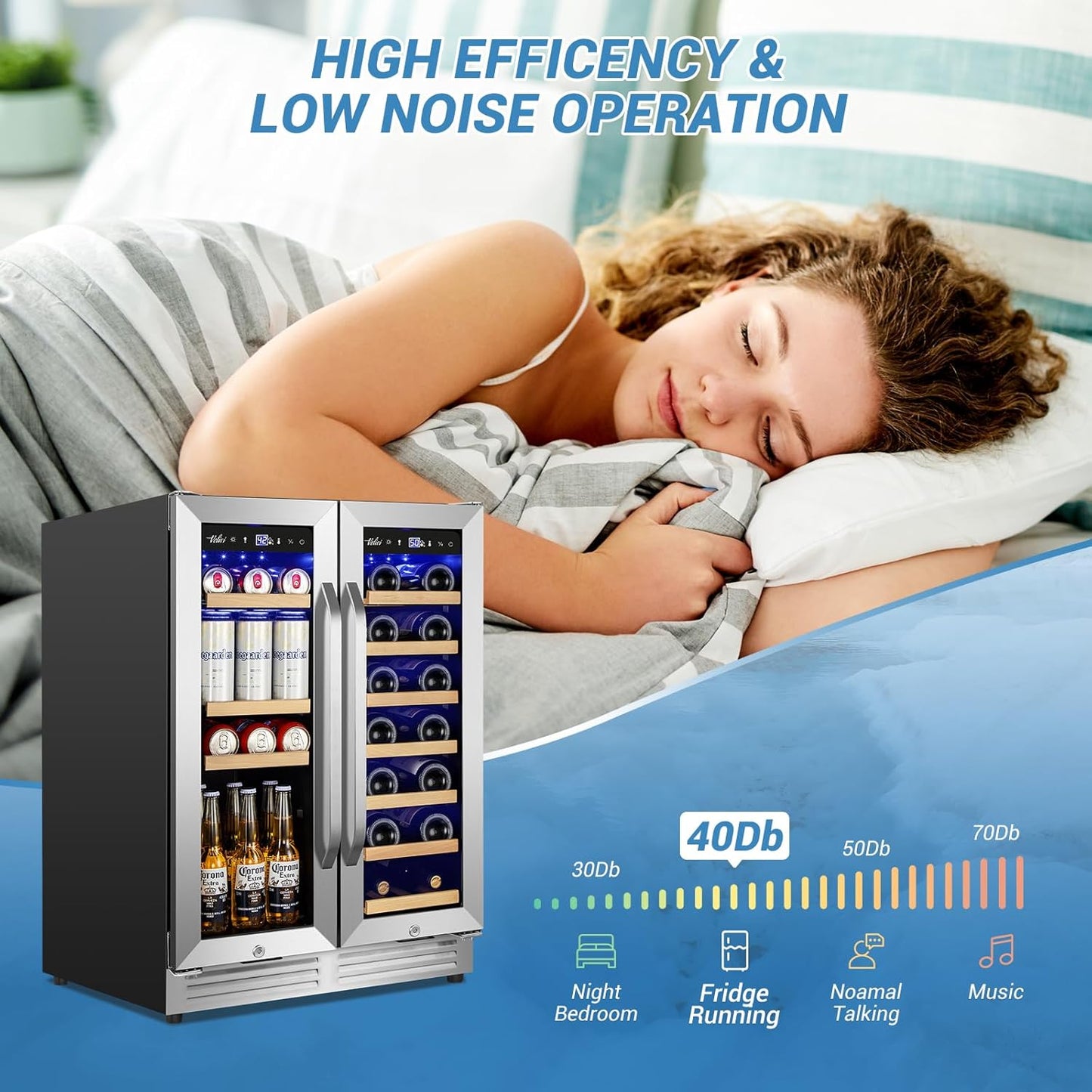 24 Inch Beverage Refrigerator Outdoor Under Counter Beverage Cooler for Patio