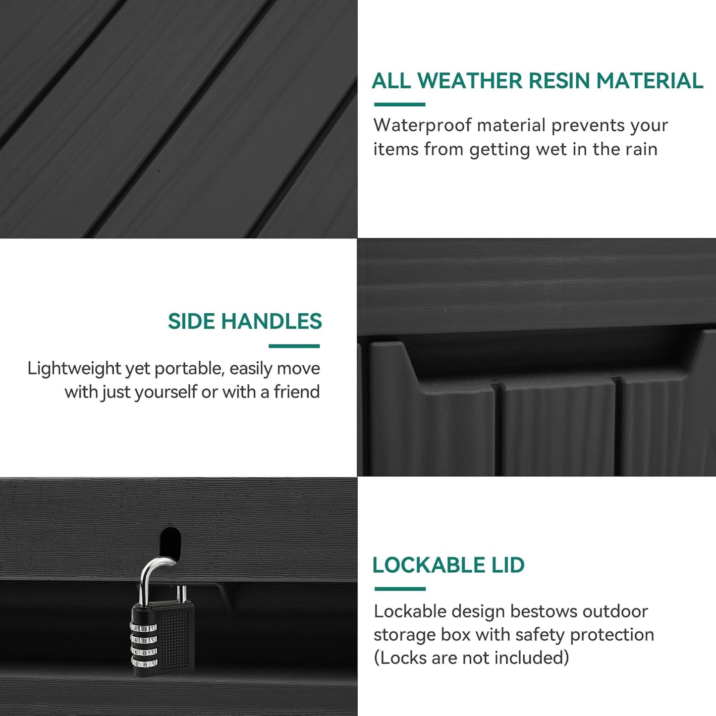 YITAHOME 120 Gallon Large Deck Box Upgraded Resin Outdoor Storage Boxes