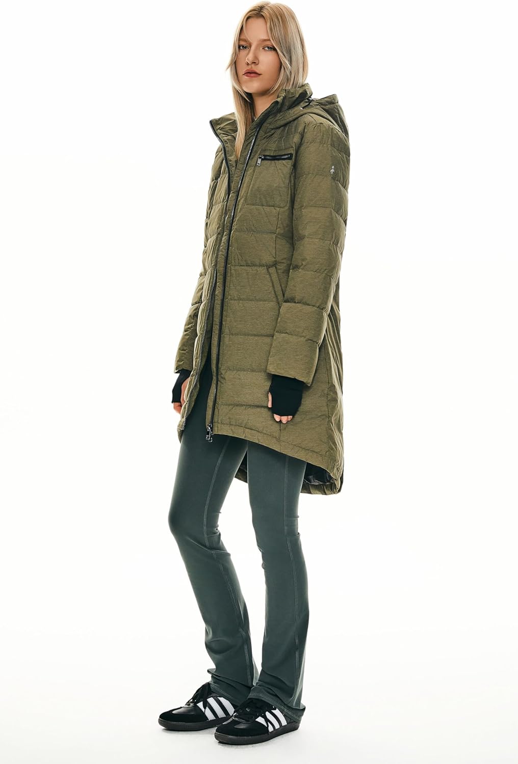 Womens Long Winter Down Jacket Hooded Quilted Puffer Coat Slim Fit Warm Outerwear
