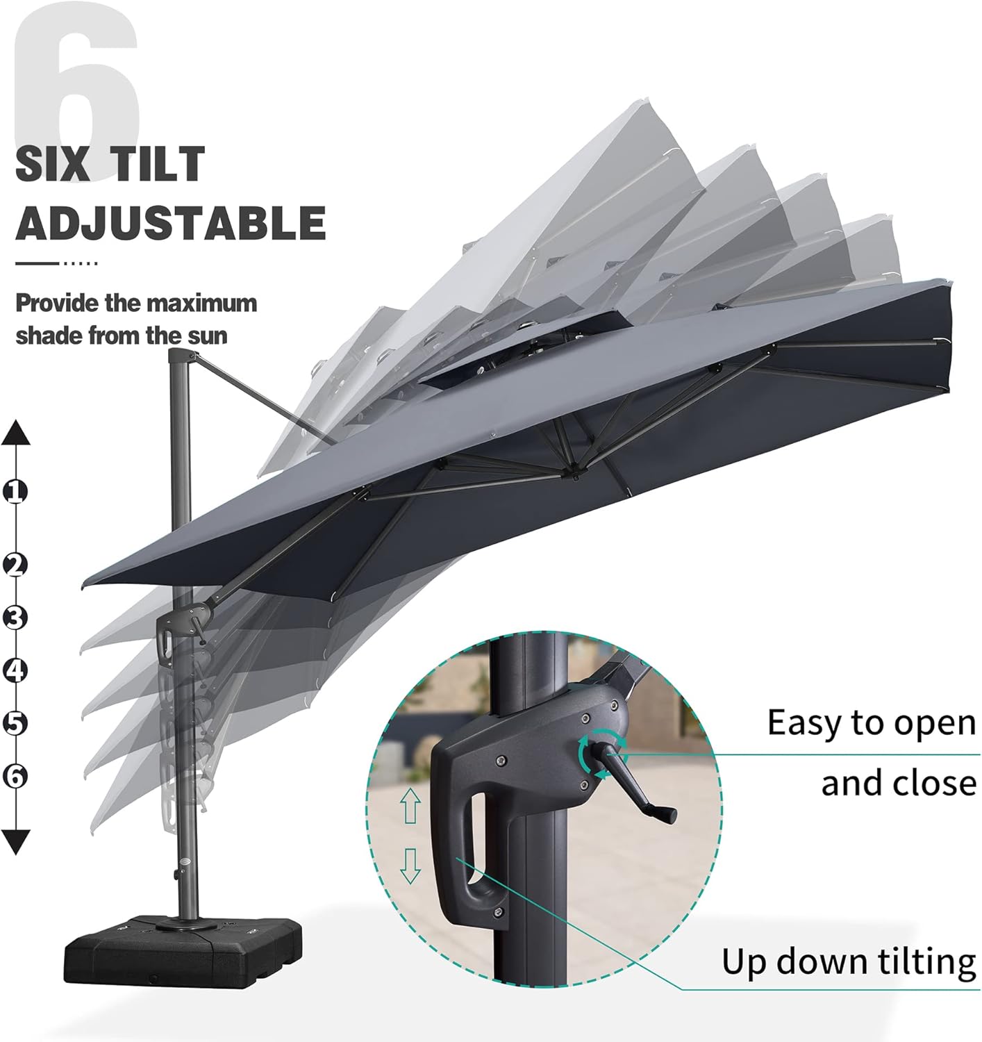12ft Patio Umbrella with Base Large Outdoor Square Umbrella