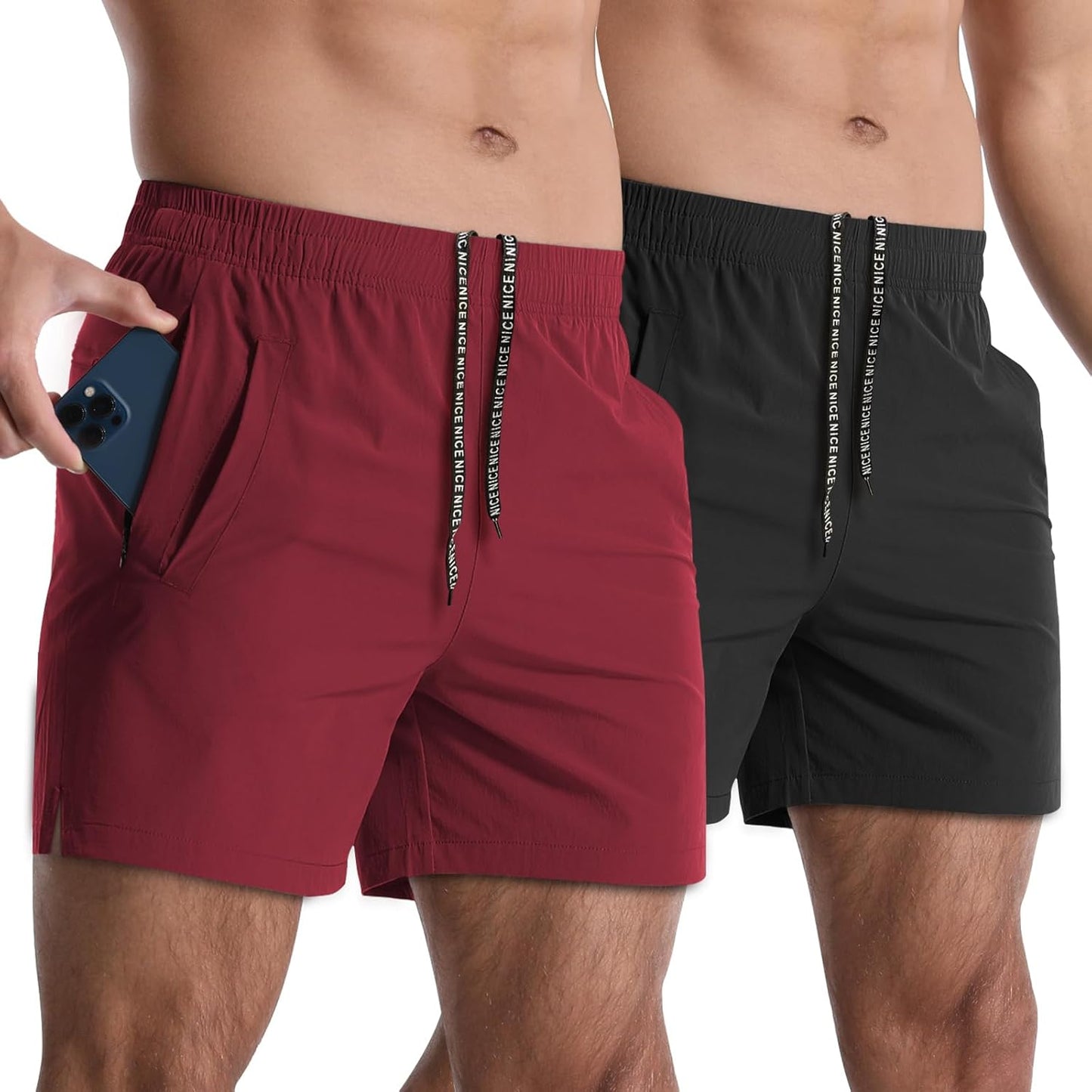 2 Pack Mens Athletic Shorts 5 Inch Quick Dry Gym Workout Shorts Men Lightweight Sports Running Shorts with Pockets