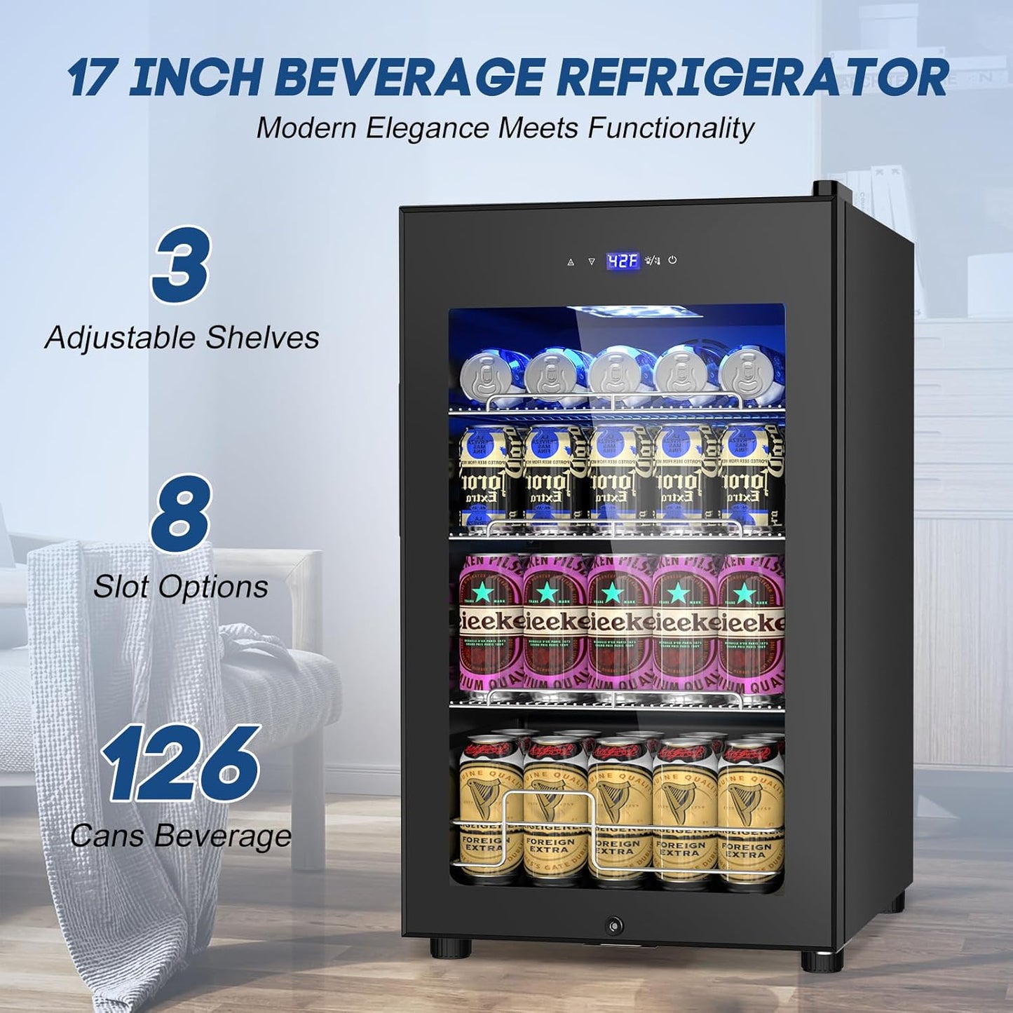 24 Inch Beverage Refrigerator Outdoor Under Counter Beverage Cooler for Patio