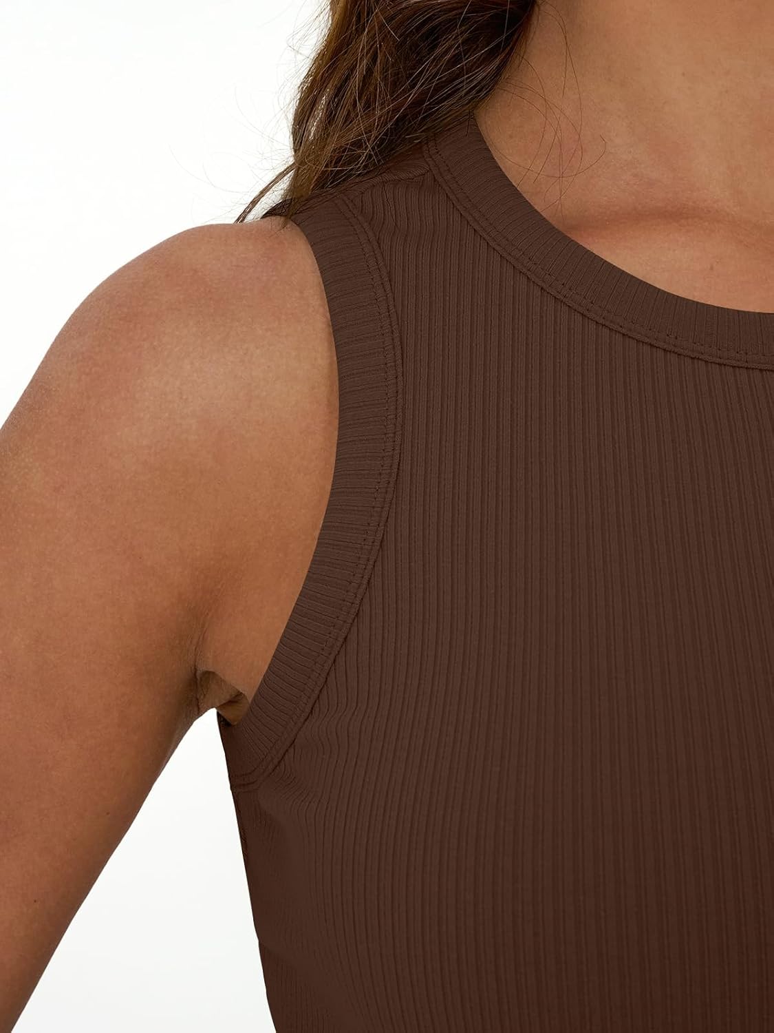 Womens Tank Tops Summer Workout Ribbed Sleeveless High Neck