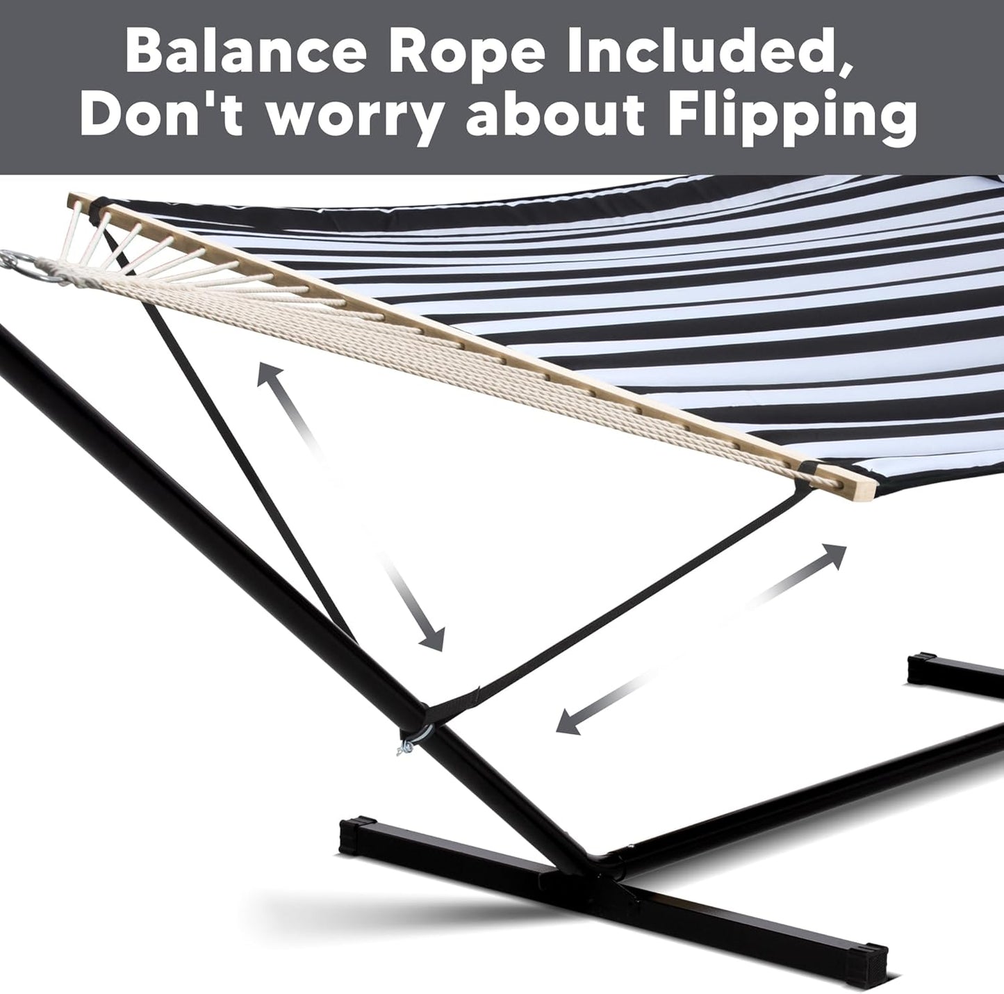 2 Person Hammock with Stand Heavy Duty Portable Dark Grey