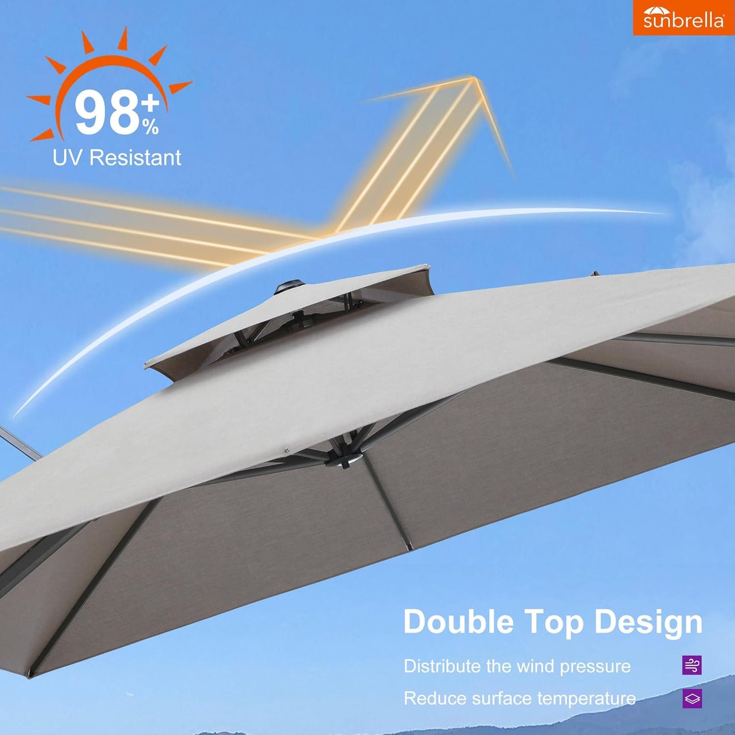 12ft Patio Umbrella with Base Large Outdoor Square Umbrella