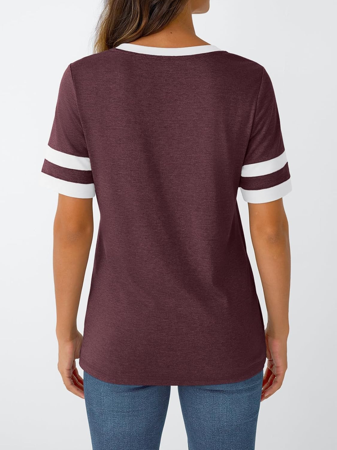 Women's Short Sleeve V Neck T Shirts Trendy Casual Spring Tops