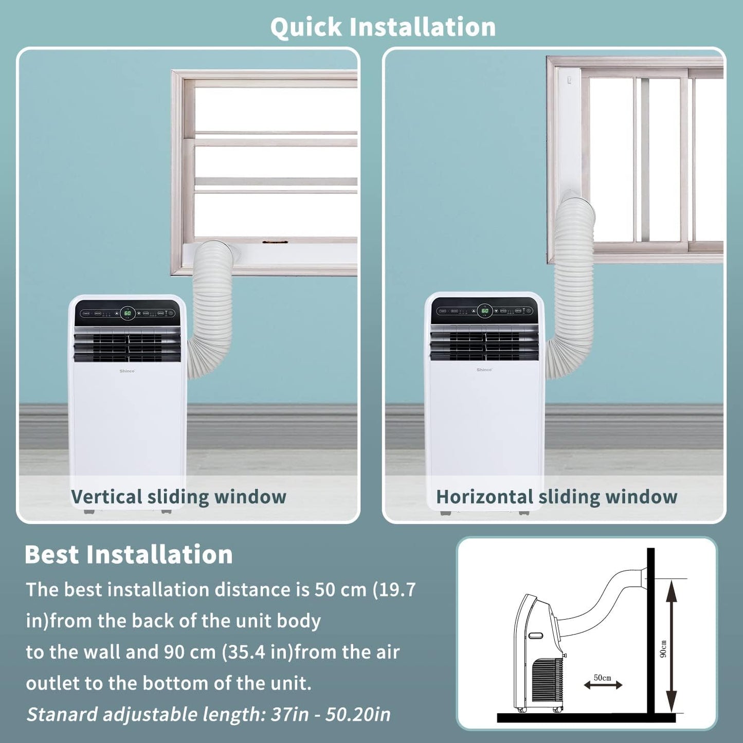 10,000 BTU Portable AC Wi-Fi Dehumidifier Fan Timer for 300 Sq.Ft with Window Kit