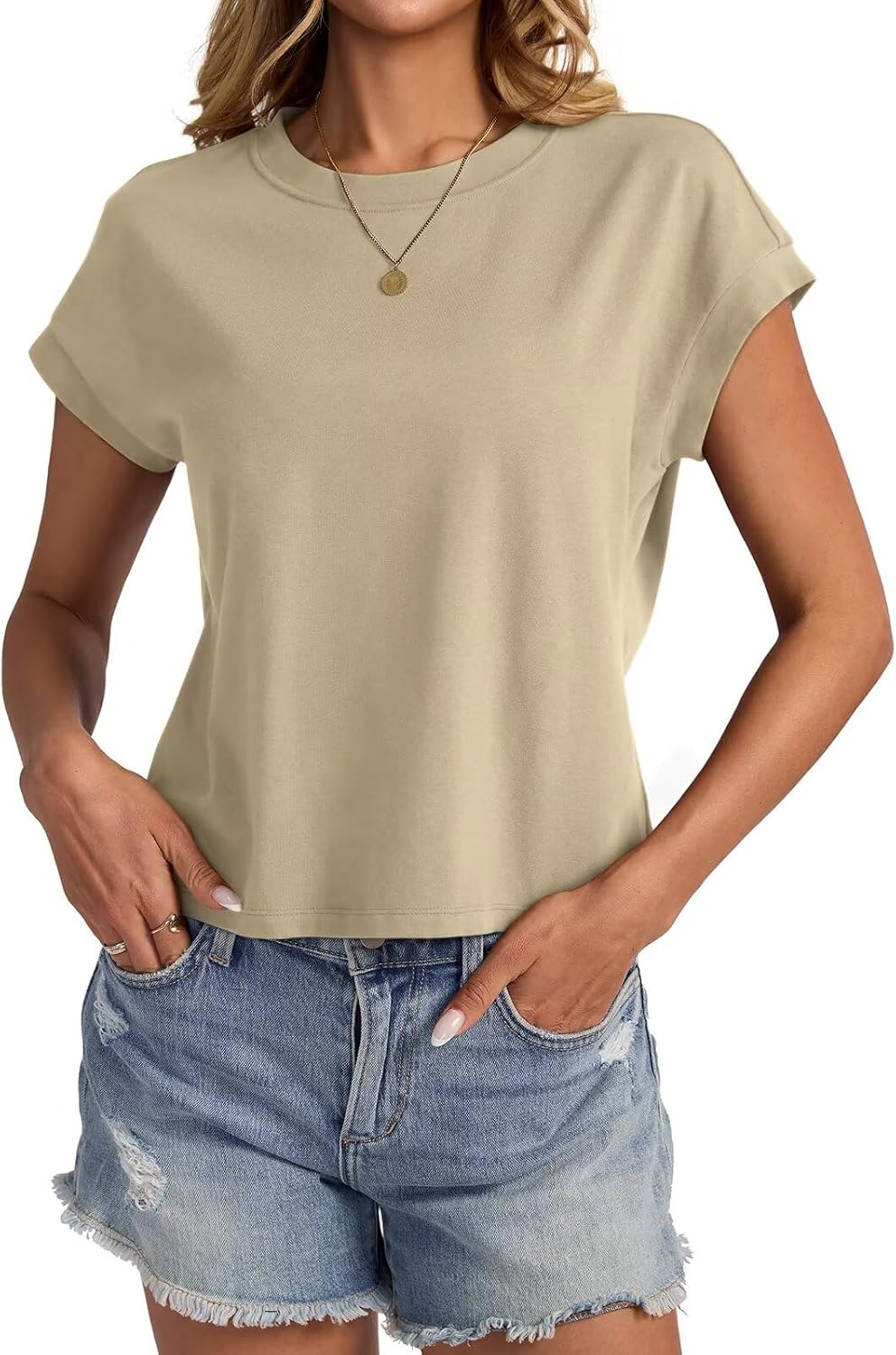Womens Cap Sleeve Crop Tops Cotton T Shirts