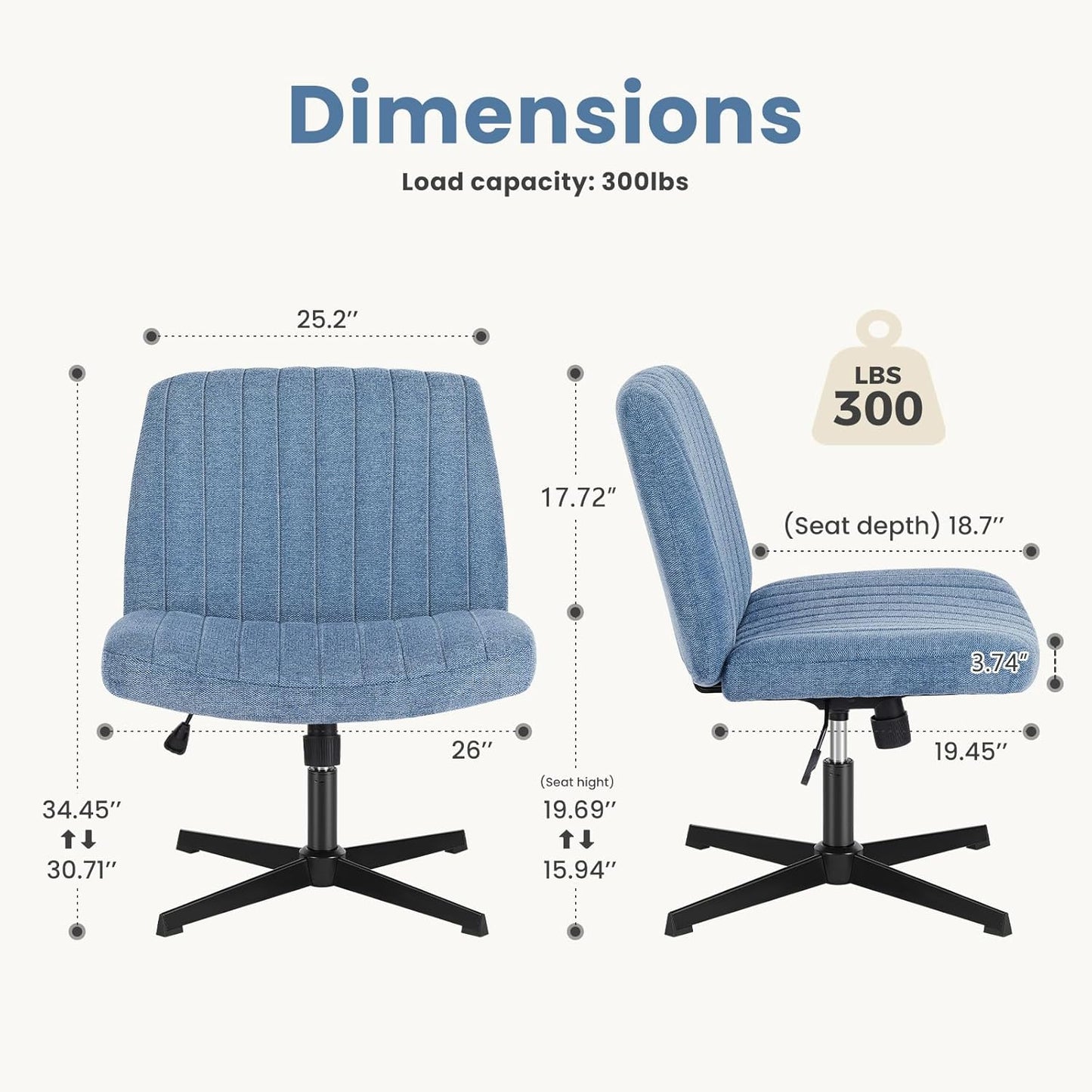 DUMOS Criss Cross Chair Legged Office Wide Comfy Desk Seat