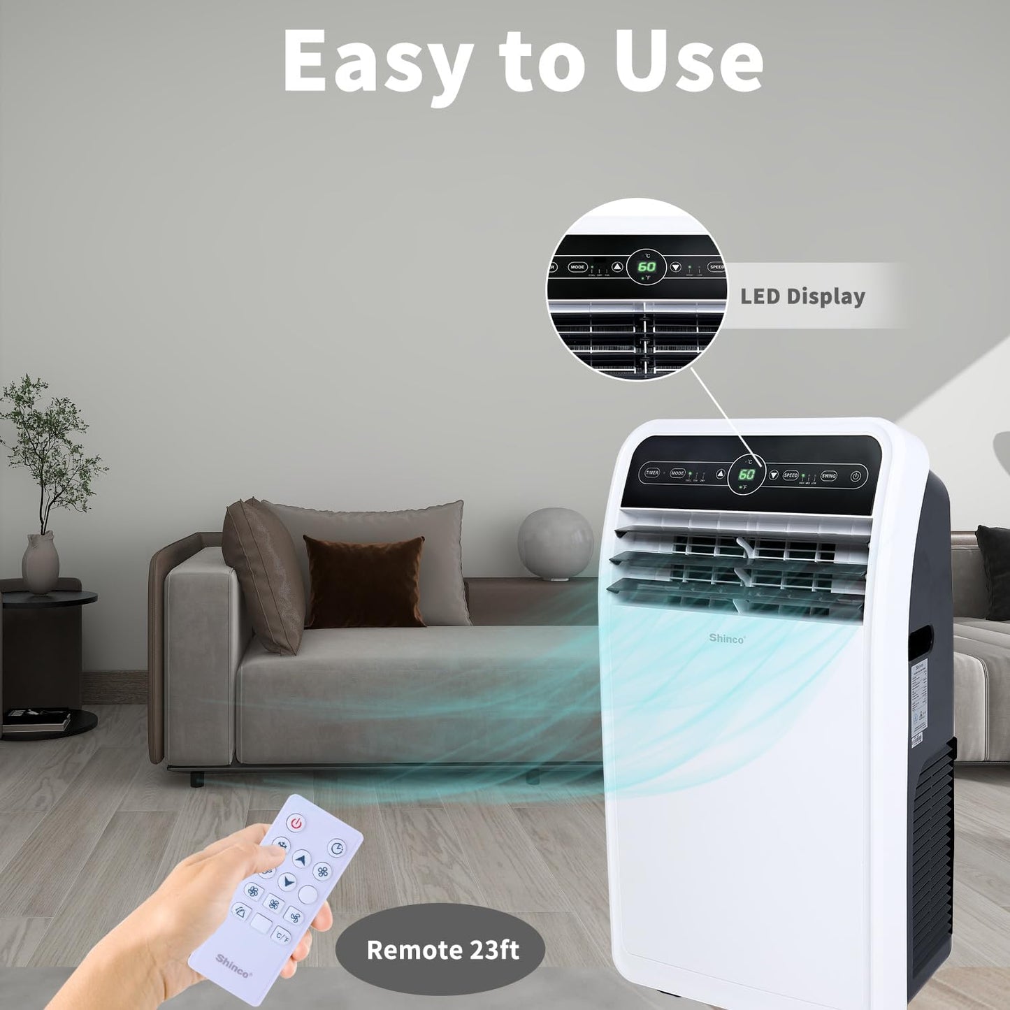 10,000 BTU Portable AC Wi-Fi Dehumidifier Fan Timer for 300 Sq.Ft with Window Kit
