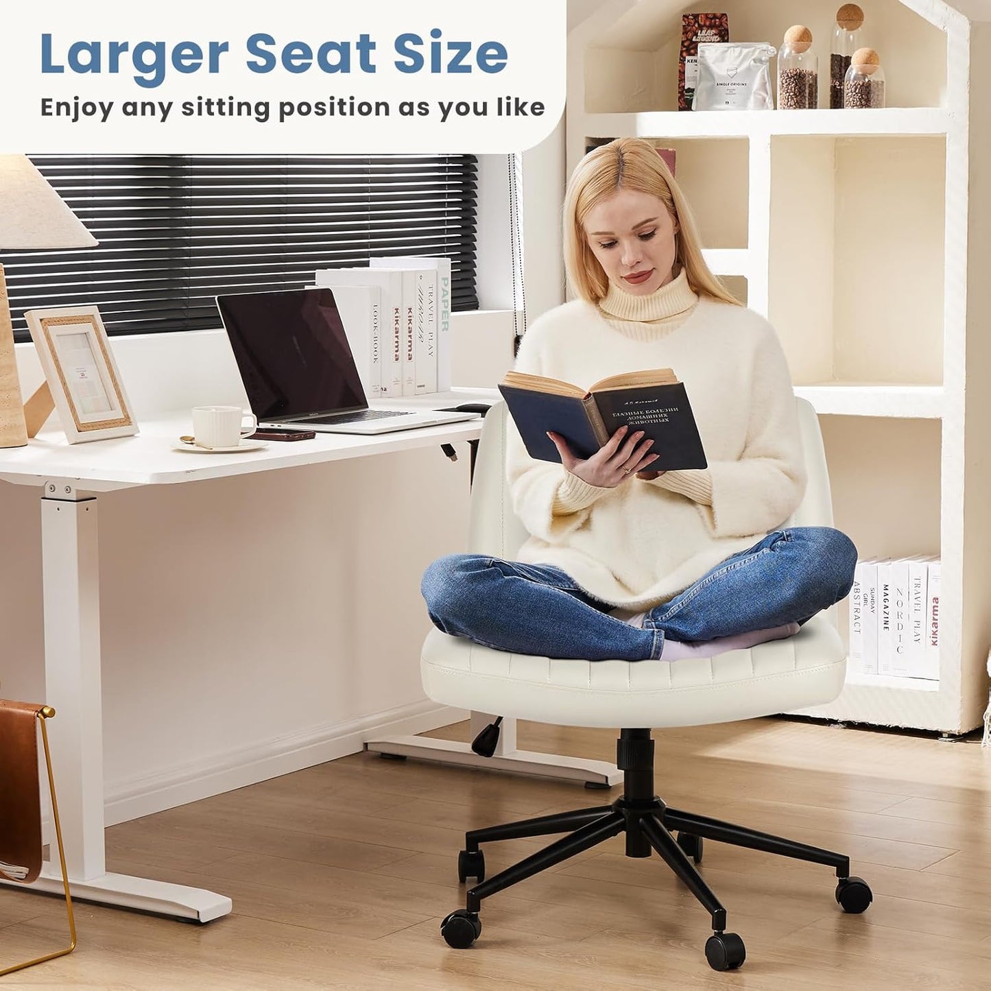 DUMOS Criss Cross Chair Legged Office Wide Comfy Desk Seat