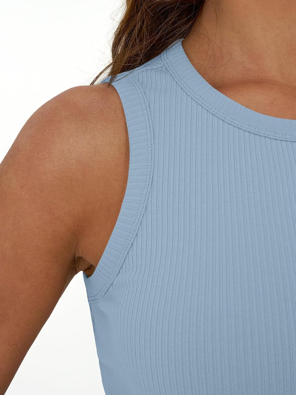Womens Tank Tops Summer Workout Ribbed Sleeveless High Neck