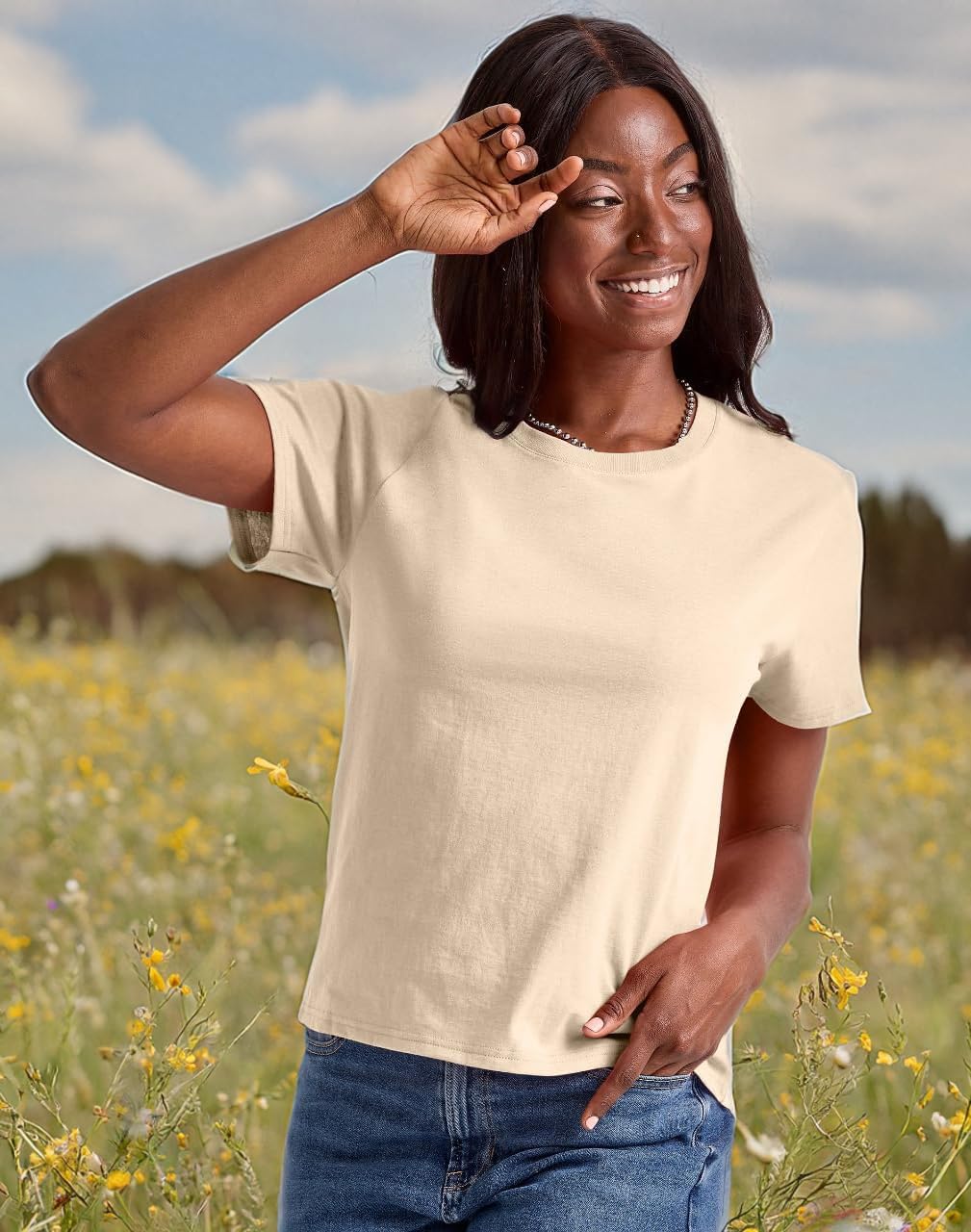 Cotton Crewneck Tee, Classic Fit T-Shirt for Women