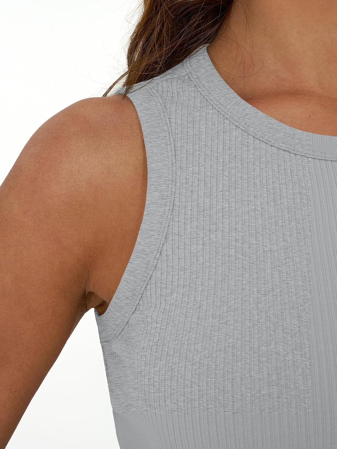 Womens Tank Tops Summer Workout Ribbed Sleeveless High Neck