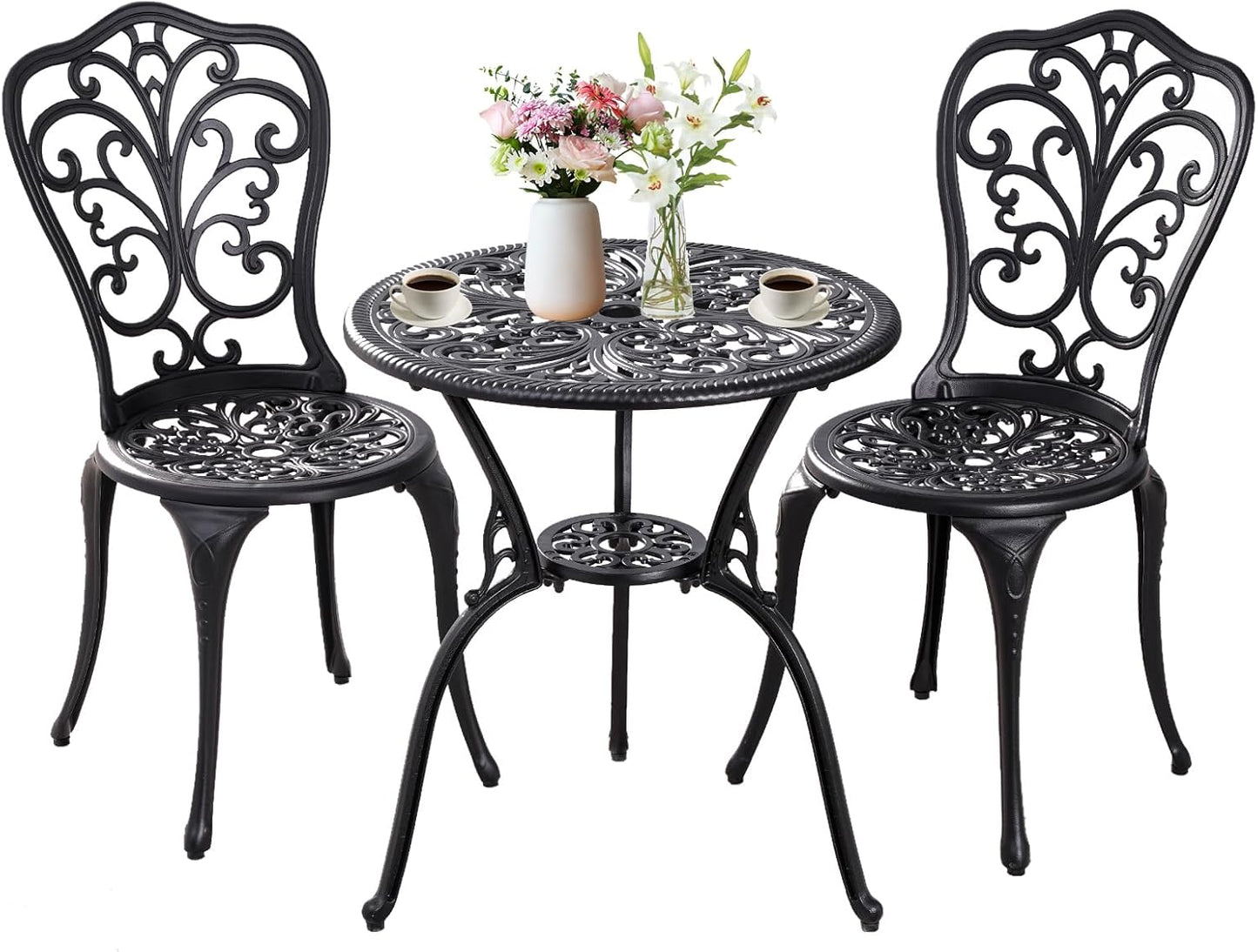 Patio Bistro Set 3 Piece Outdoor Cast Aluminum Outdoor Bistro Table