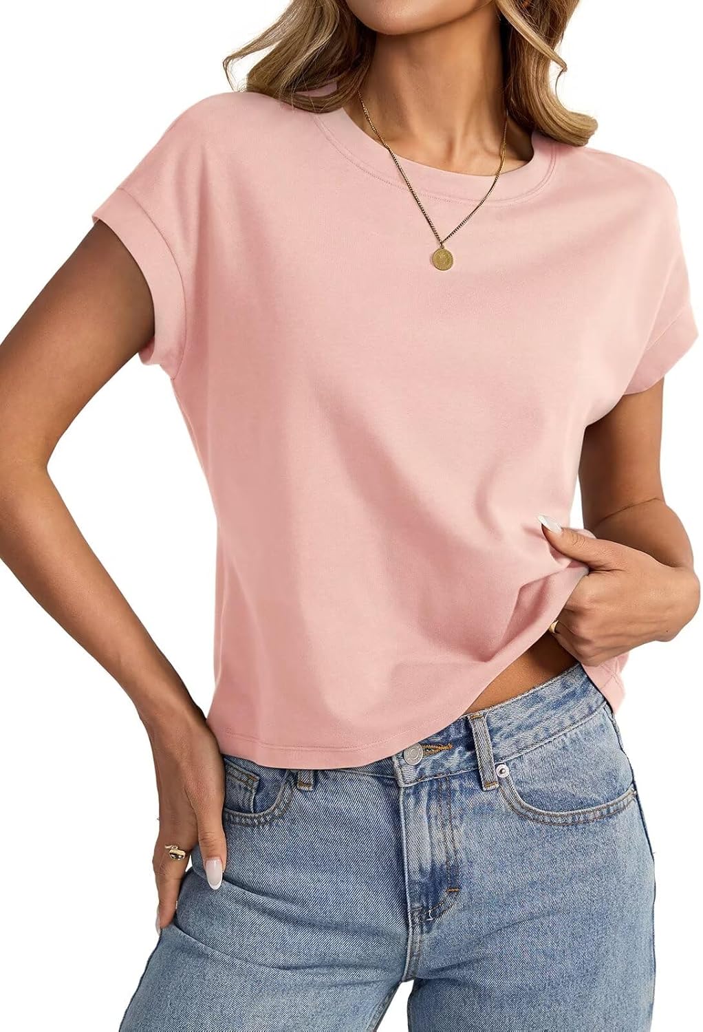 Womens Cap Sleeve Crop Tops Cotton T Shirts