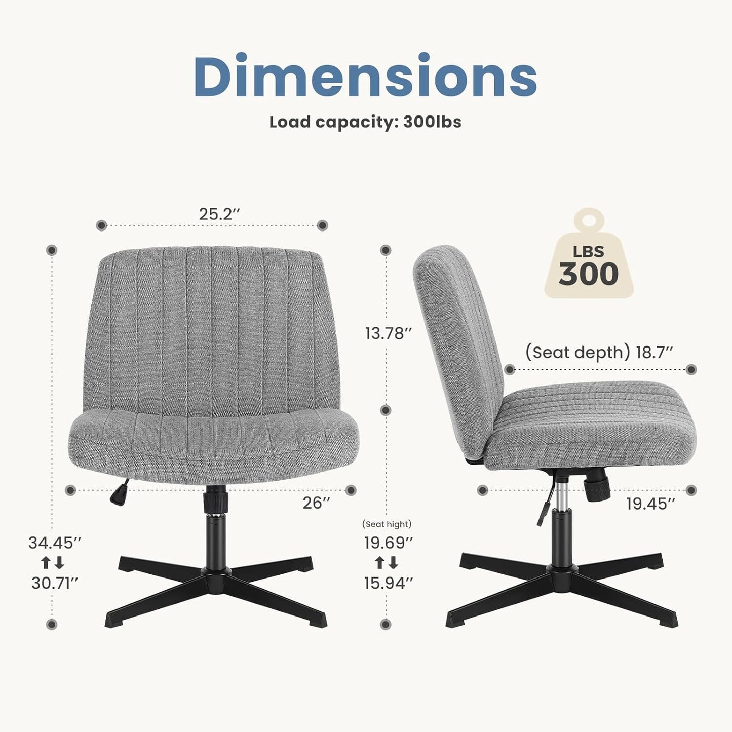 DUMOS Criss Cross Chair Legged Office Wide Comfy Desk Seat
