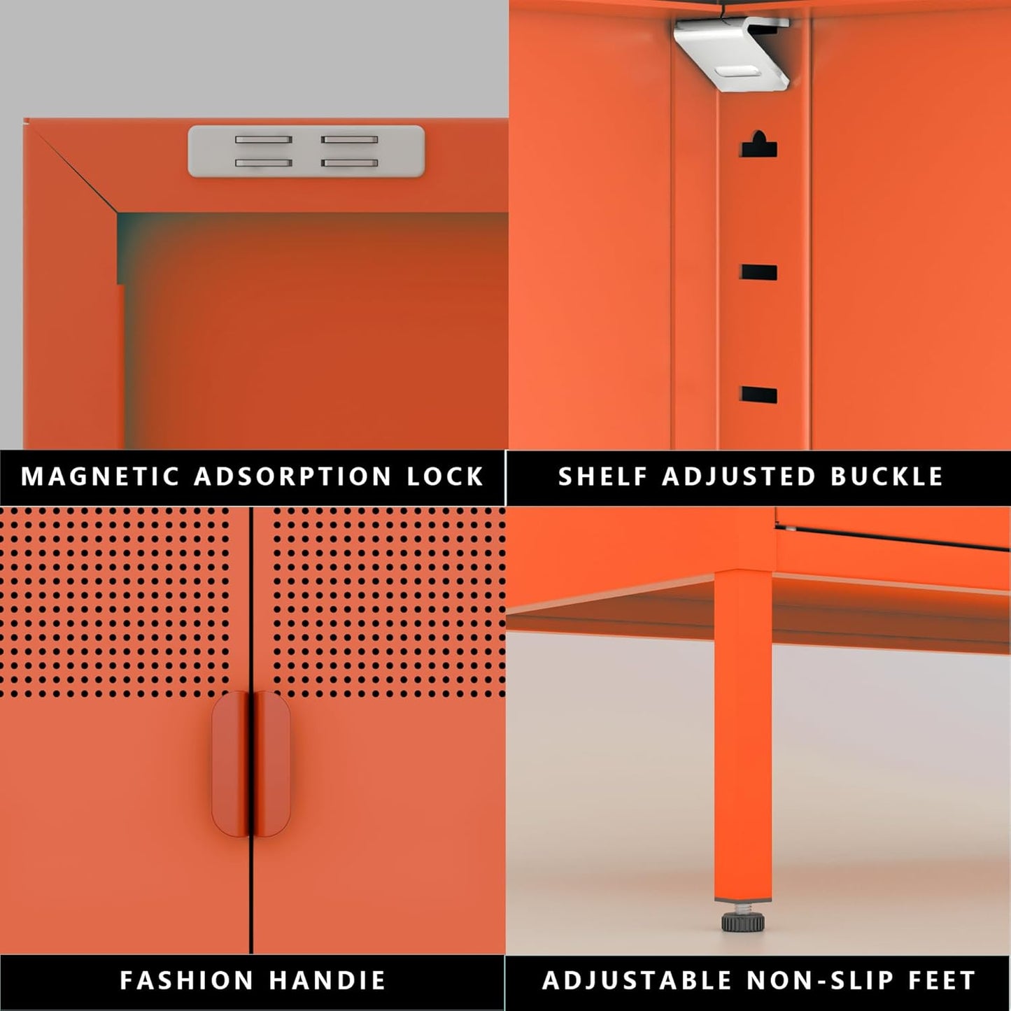 2 Door Storage Sideboard Metal Storage Cabinet with 2 Adjustable Shelf