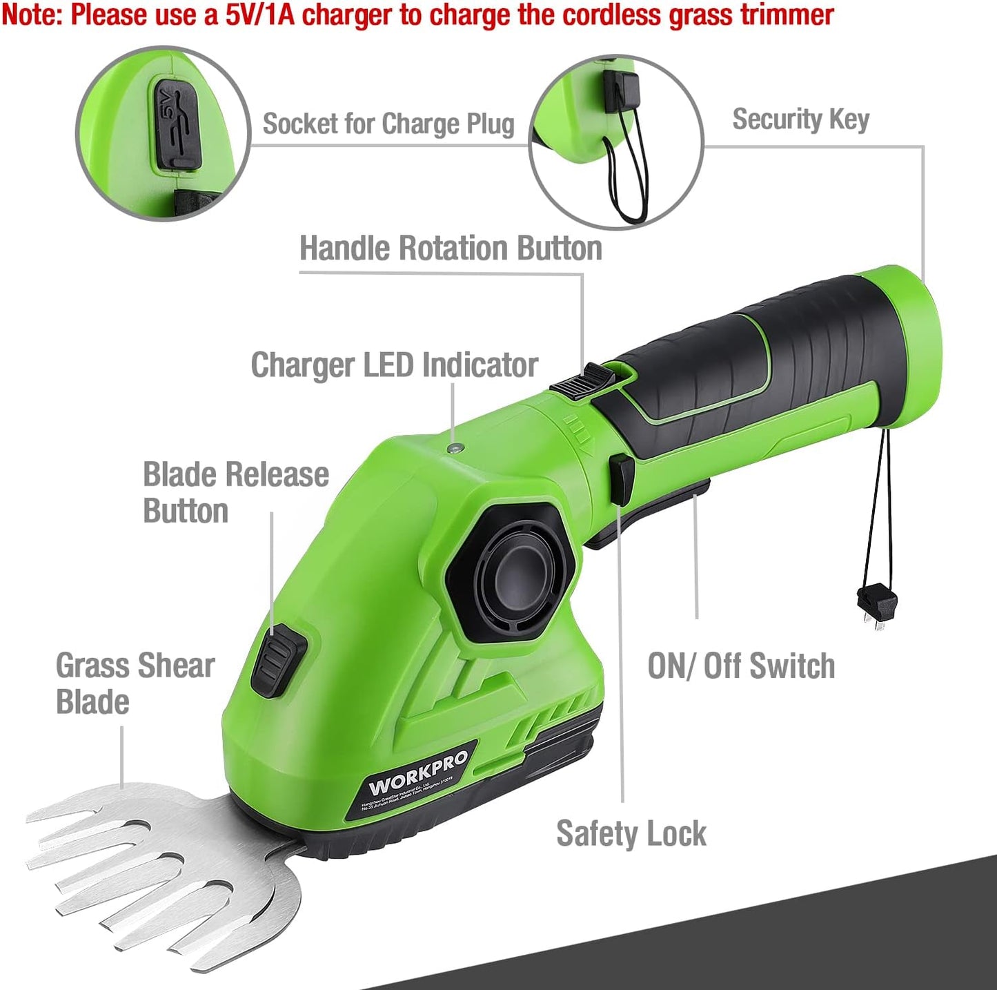 WORKPRO Cordless Grass Shear & Shrubbery Trimmer