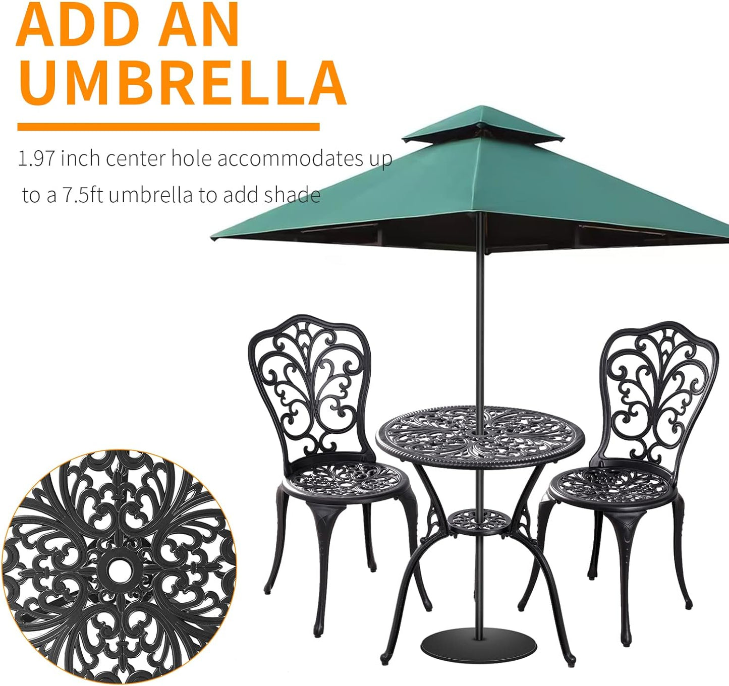 Patio Bistro Set 3 Piece Outdoor Cast Aluminum Outdoor Bistro Table