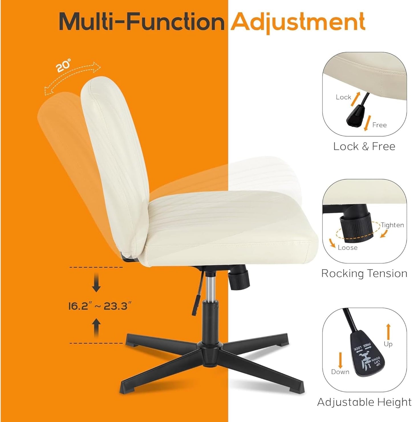 DUMOS Criss Cross Chair Legged Office Wide Comfy Desk Seat