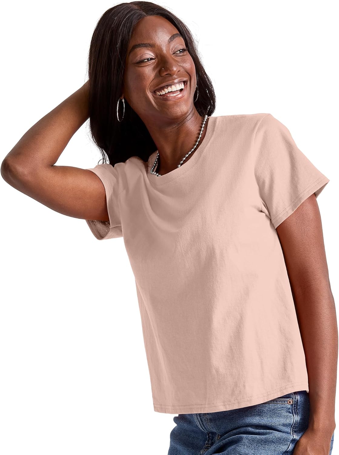 Cotton Crewneck Tee, Classic Fit T-Shirt for Women