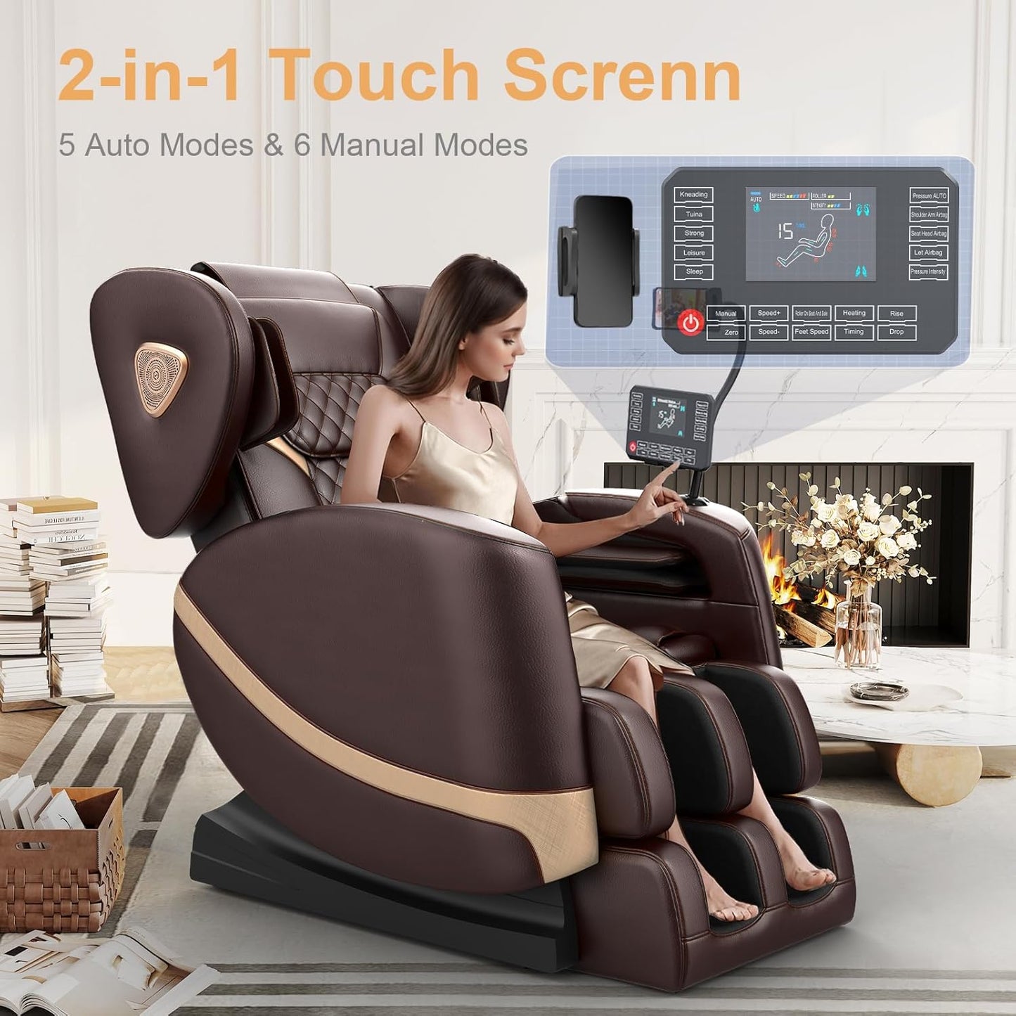 Zero Gravity Massage Chair with 10 Fix Rollers Heating Foot Massage