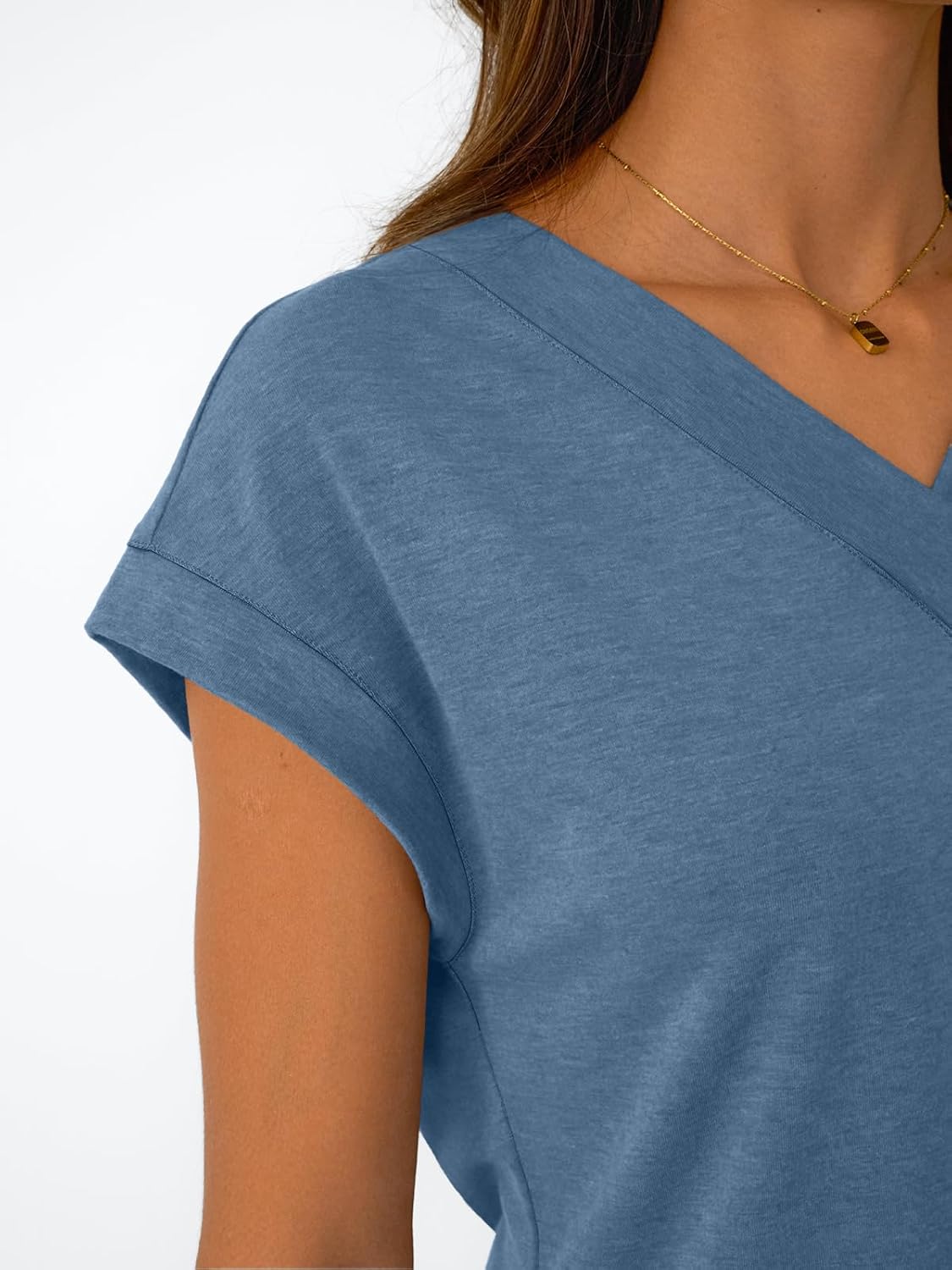 Womens Cap Short Sleeve T Shirts Summer Tops V Neck