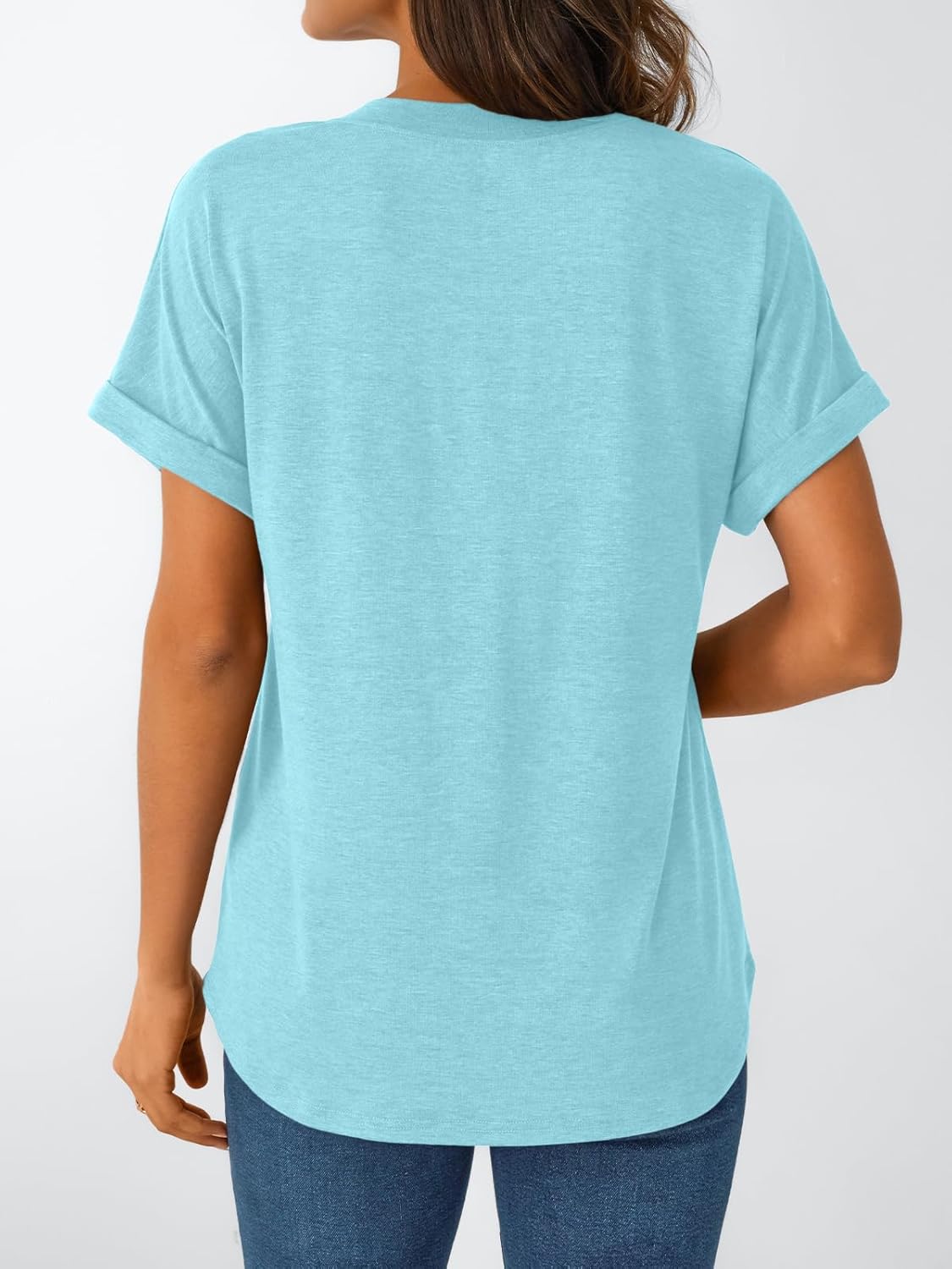 Women's Short Sleeve Shirts Henley Dressy Casual Summer Tops
