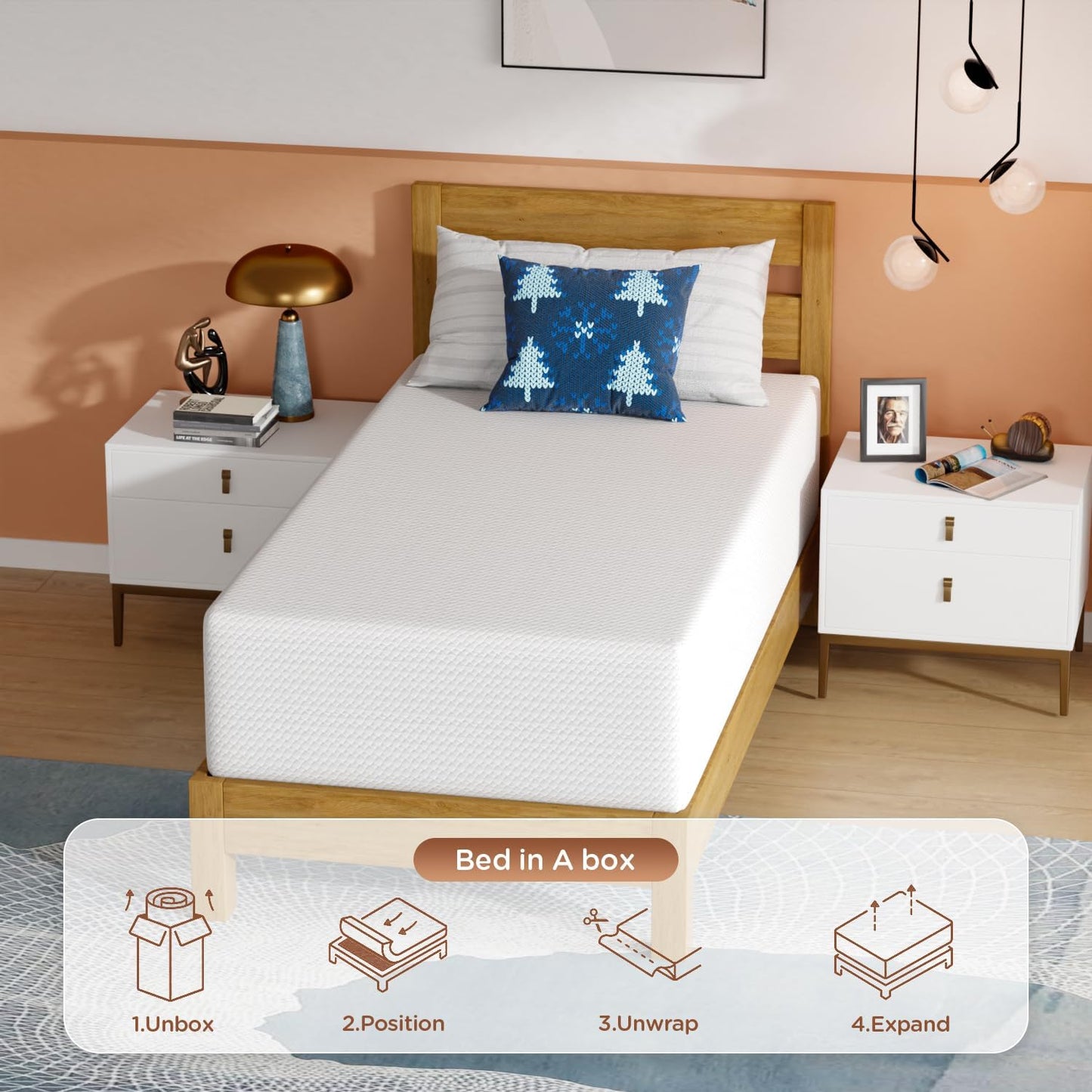 Twin 6 Inch Gel Memory Foam Mattress in a Box Medium Firm