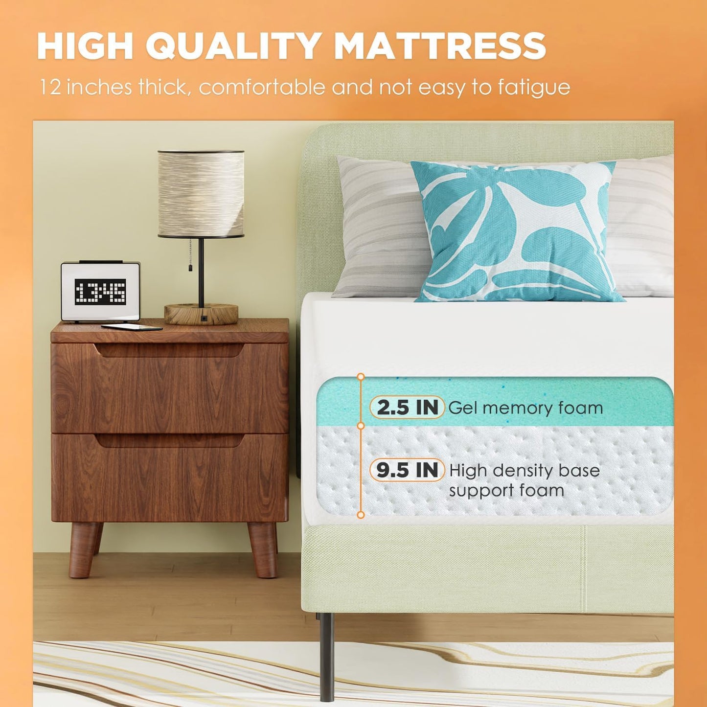 Twin 6 Inch Gel Memory Foam Mattress in a Box Medium Firm